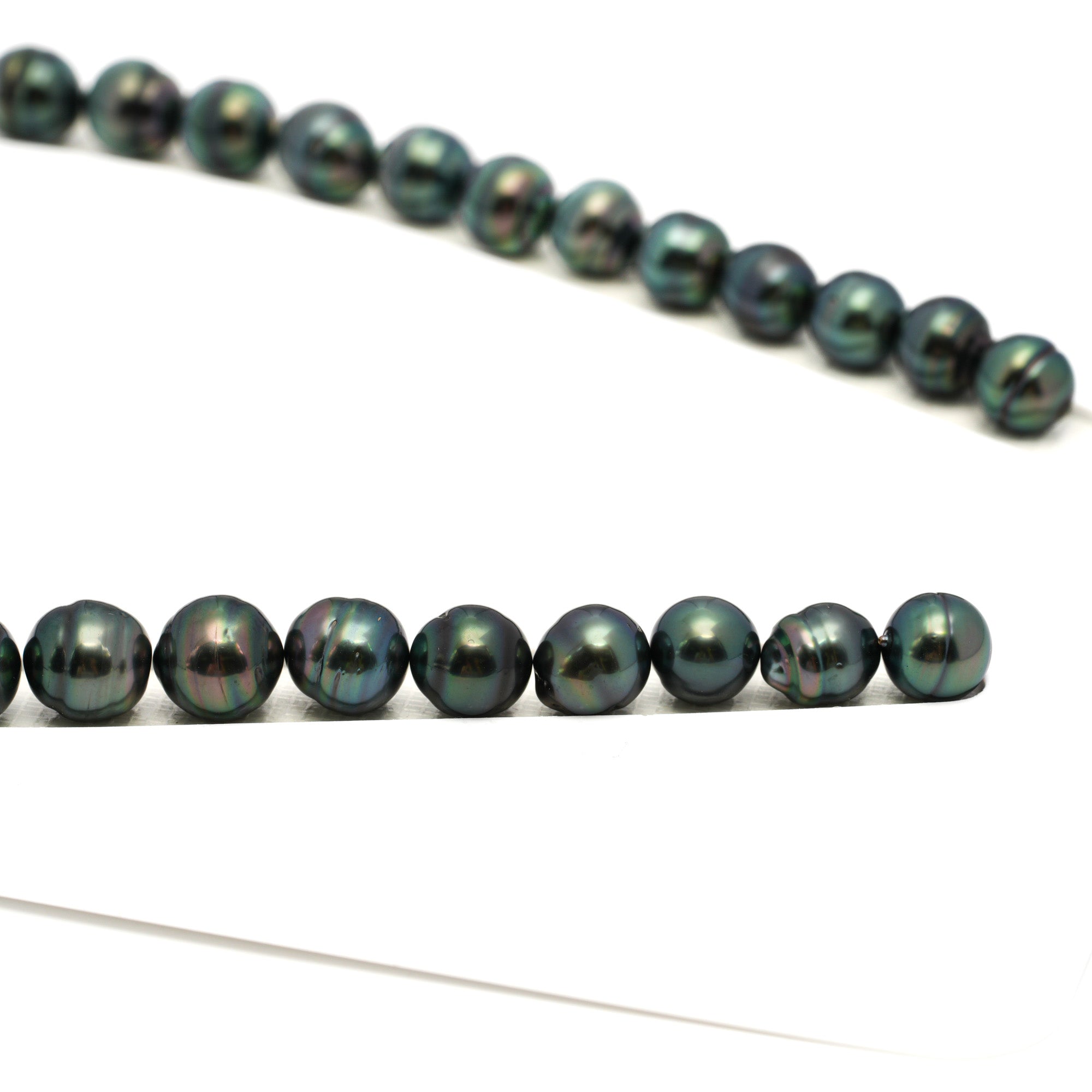 40pcs Green 8-11mm - CL/SB AAA/AA Quality Tahitian Pearl Necklace NL1722 TH5
