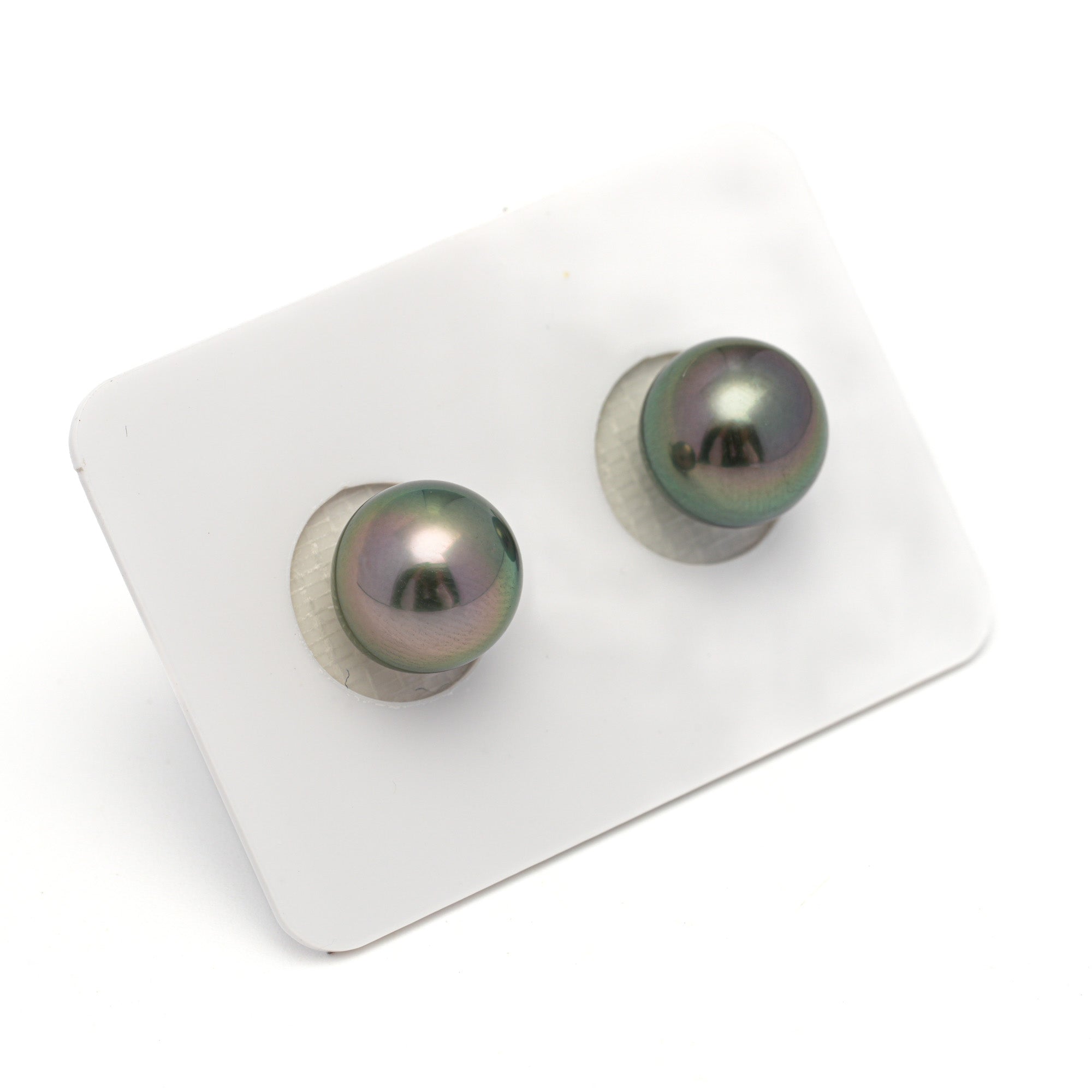 2pcs "High Luster" Peacock 10.4-10.6mm - NR AAA/AA Quality Tahitian Pearl Pair ER1680 OR11