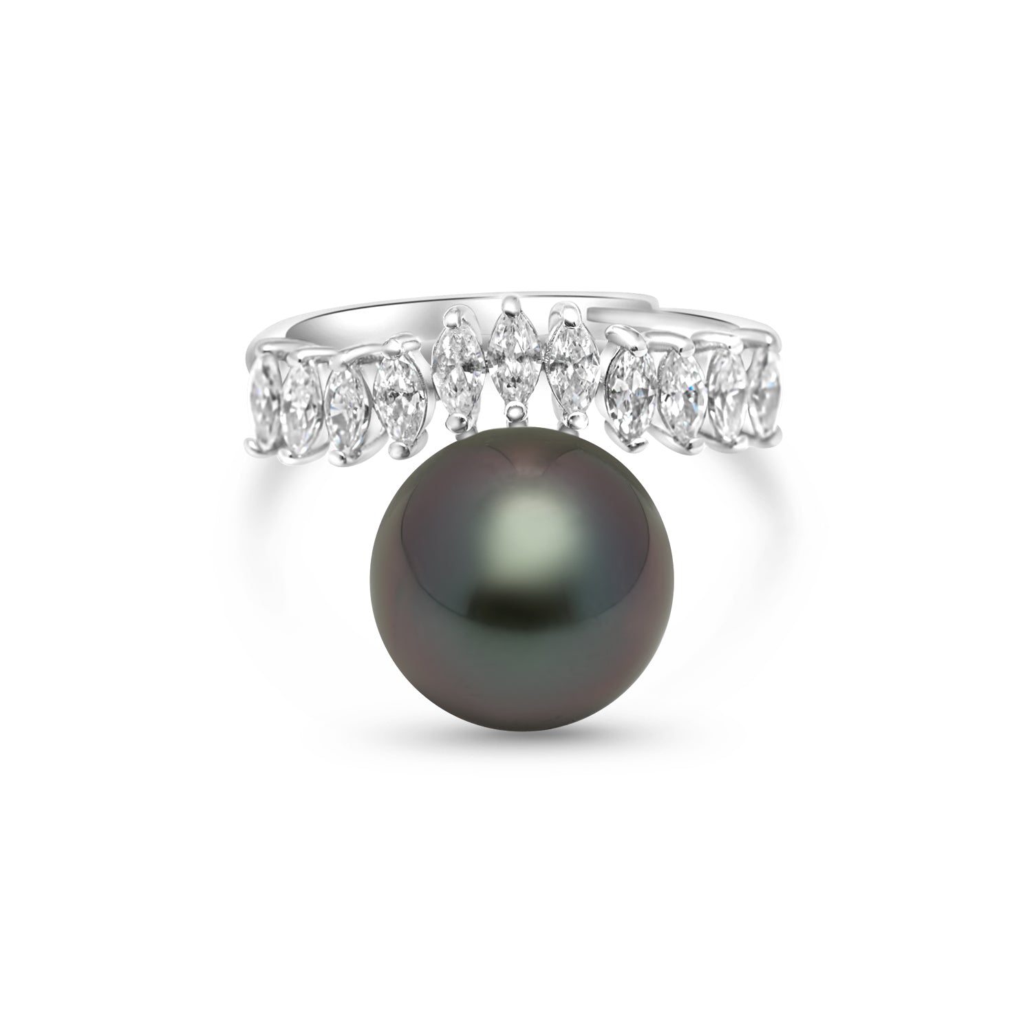 925 Sterling Silver Tahitian Pearl Ring SHM1393 OR11