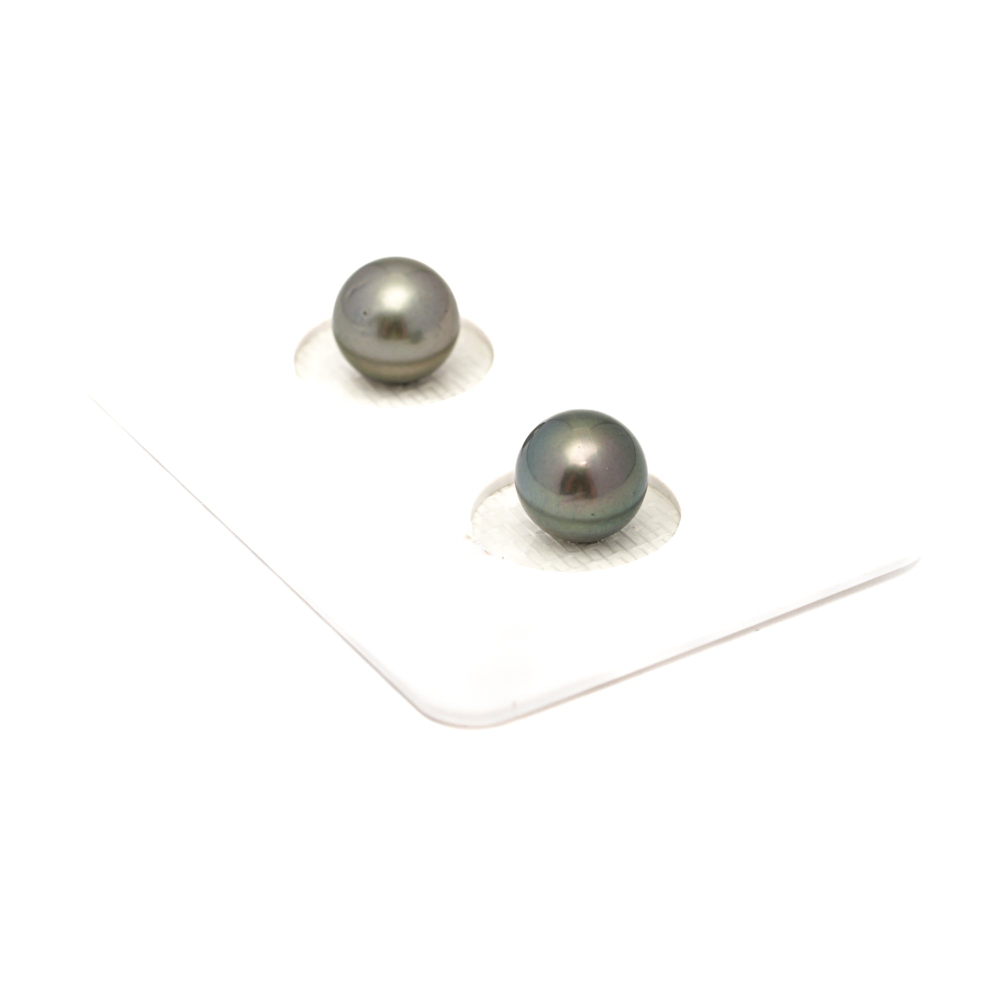 2pcs Olive Green 7.6-7.7mm - RSR AAA/AA Quality Tahitian Pearl Pair ER1797 NG19
