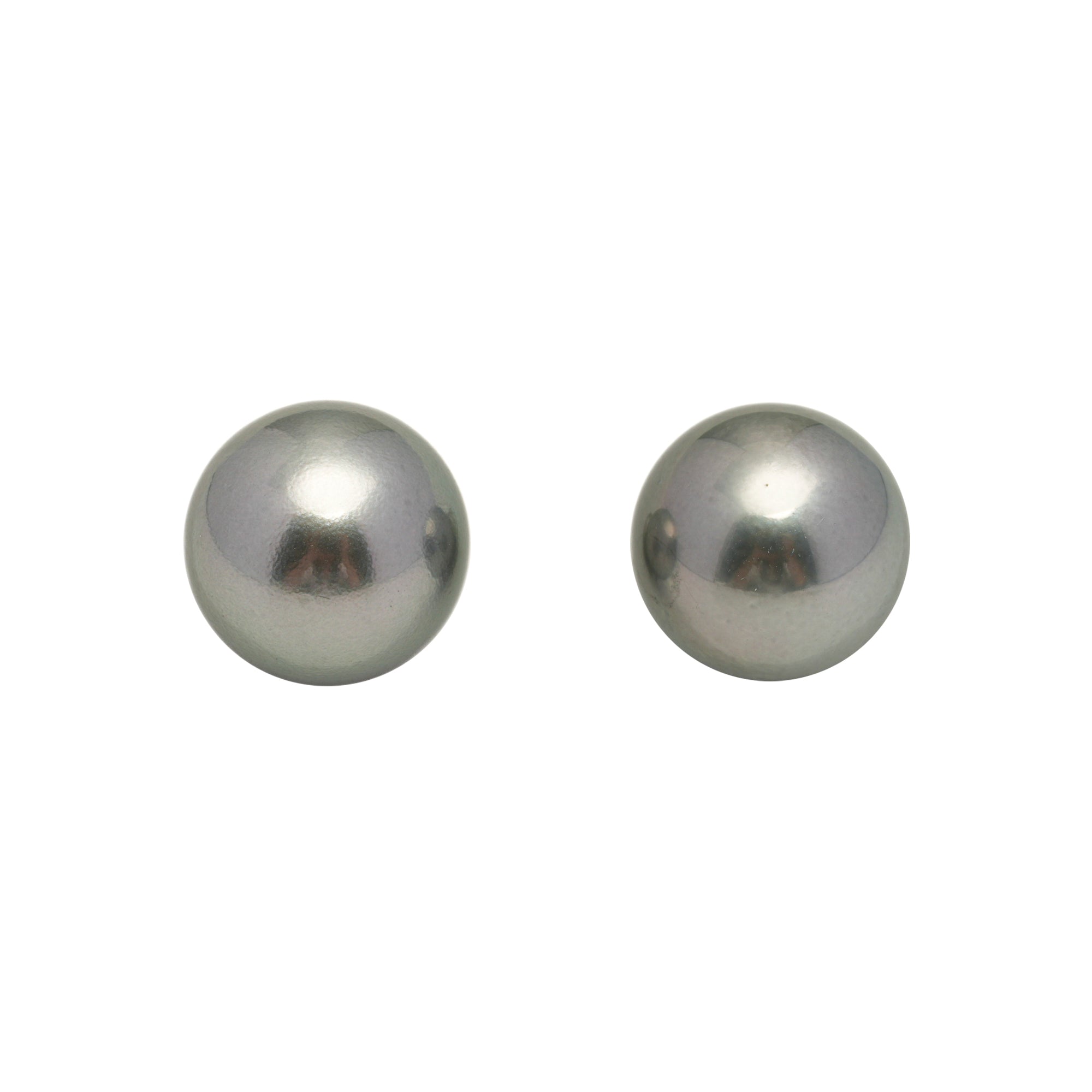 2pcs Silver Light 13.3-13.6mm - R TOP Quality Tahitian Pearl Pair ER1856 OR6