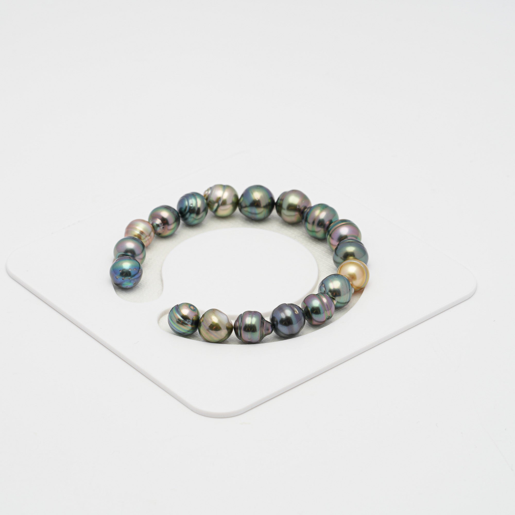 18pcs "High Luster" Multicolor 8-10mm - CL AAA/AA Quality Tahitian Pearl Bracelet BR2092 OR8