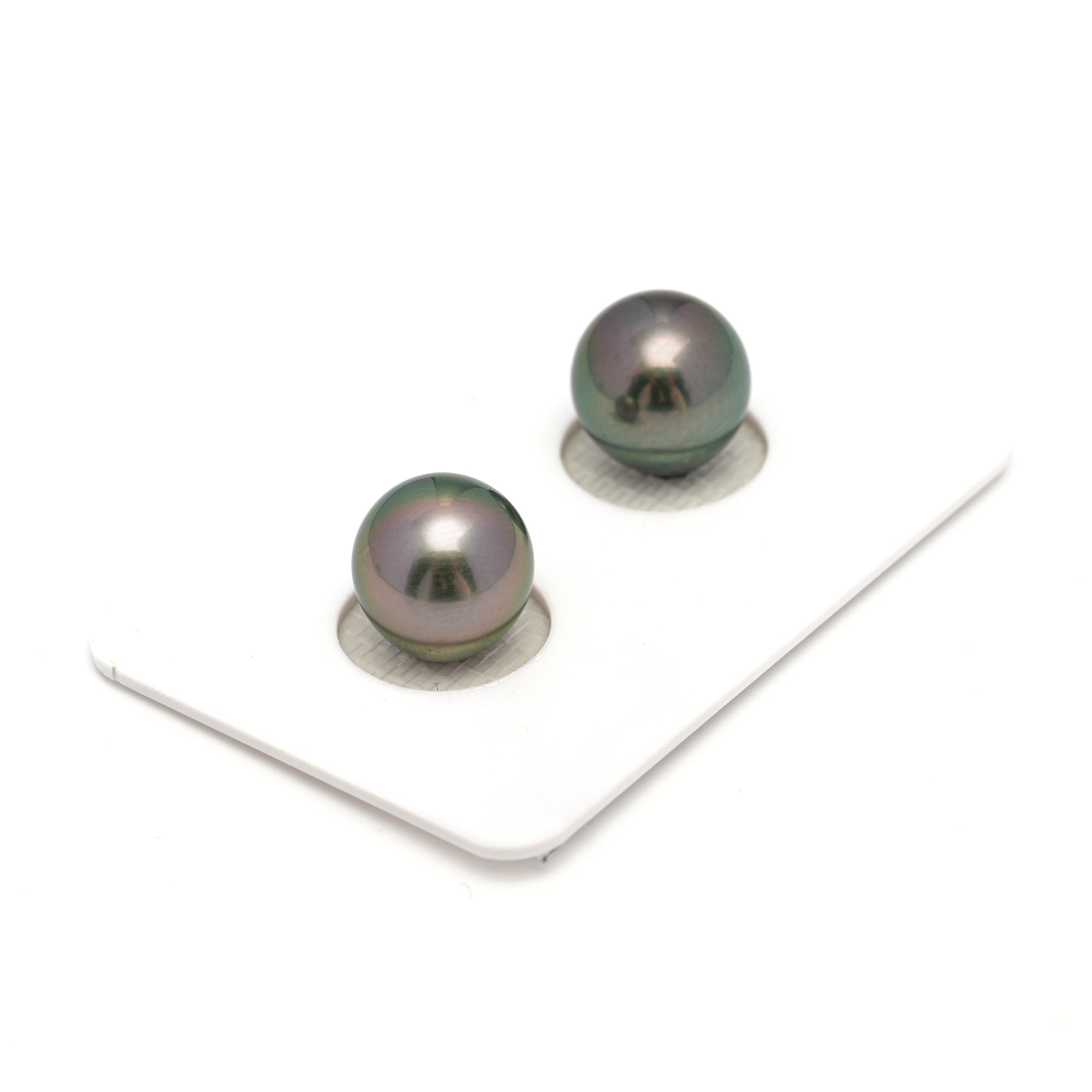 2pcs "High Luster" Peacock 10.4-10.6mm - NR AAA/AA Quality Tahitian Pearl Pair ER1680 OR11