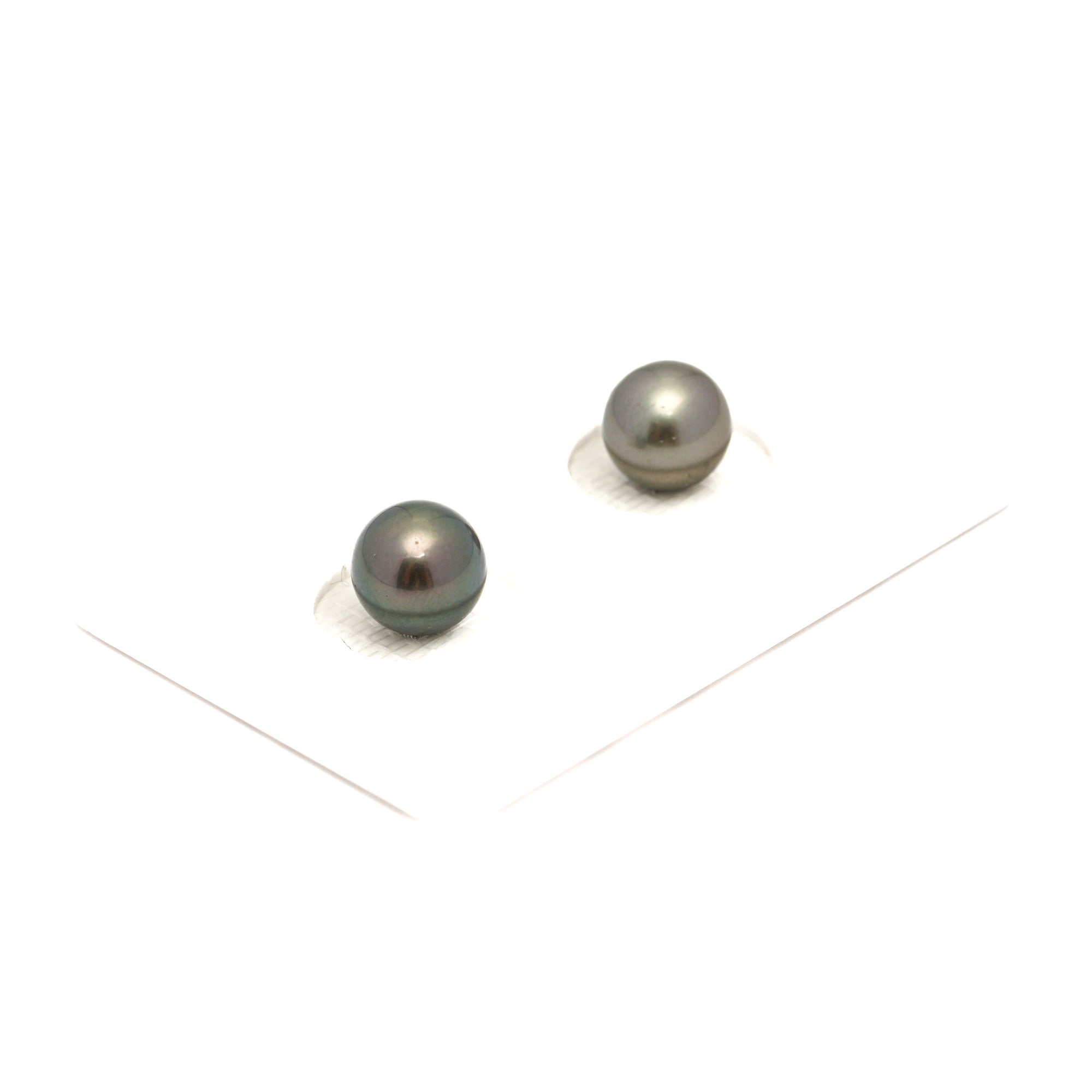 2pcs Olive Green 7.6-7.7mm - RSR AAA/AA Quality Tahitian Pearl Pair ER1797 NG19
