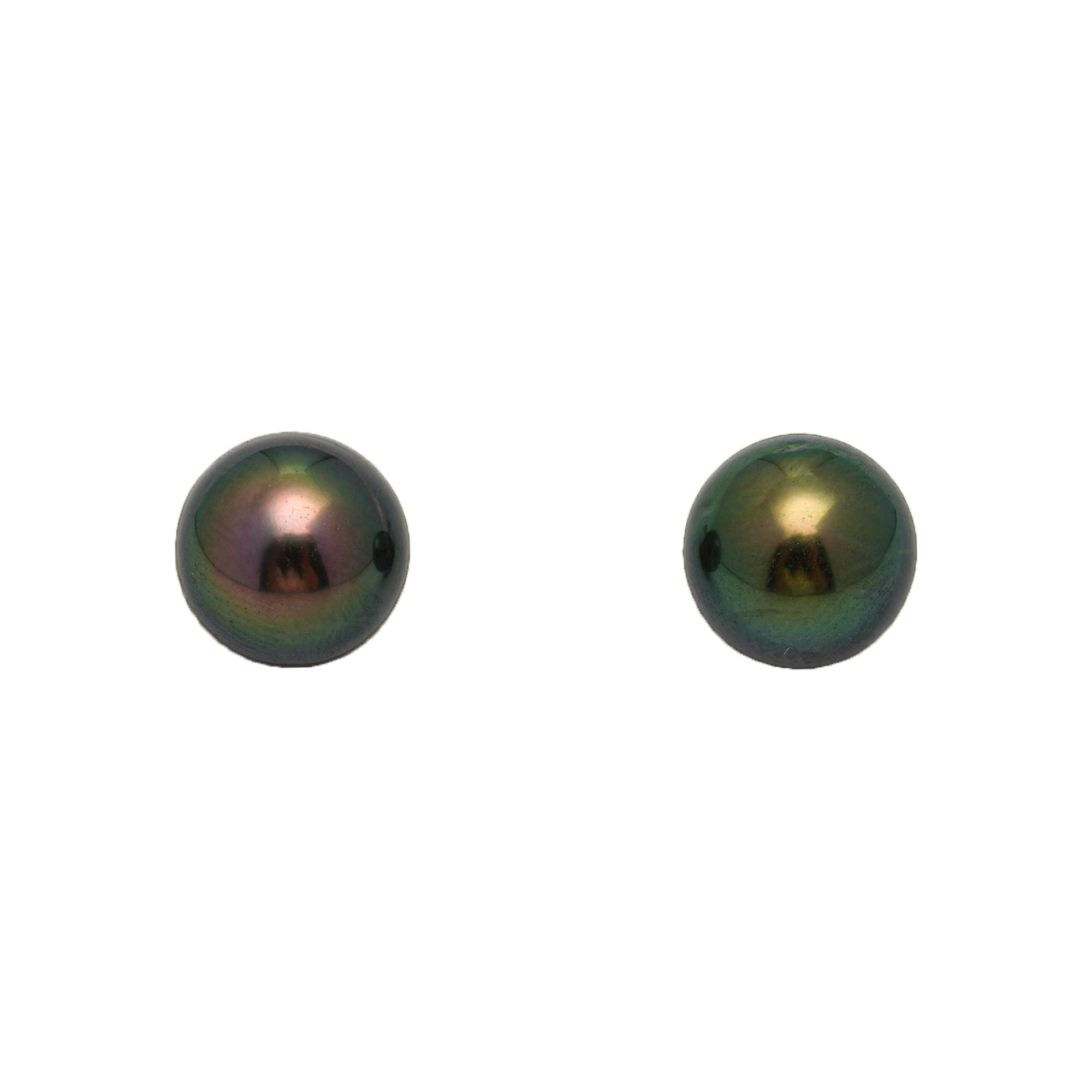 2pcs "Top Luster" Green 9.3mm - RSR AAA/AA Quality Tahitian Pearl Pair ER1763 OR13