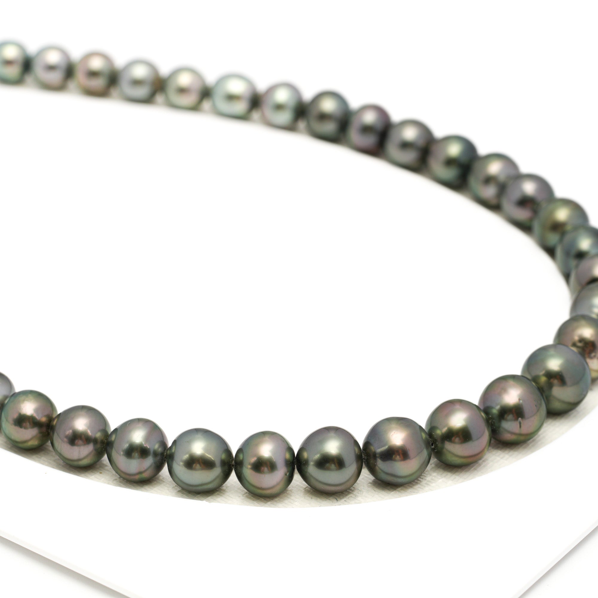 43pcs Light Green 8-11mm - NR AAA/AA Quality Tahitian Pearl Drilled Necklace NL1738 WF1