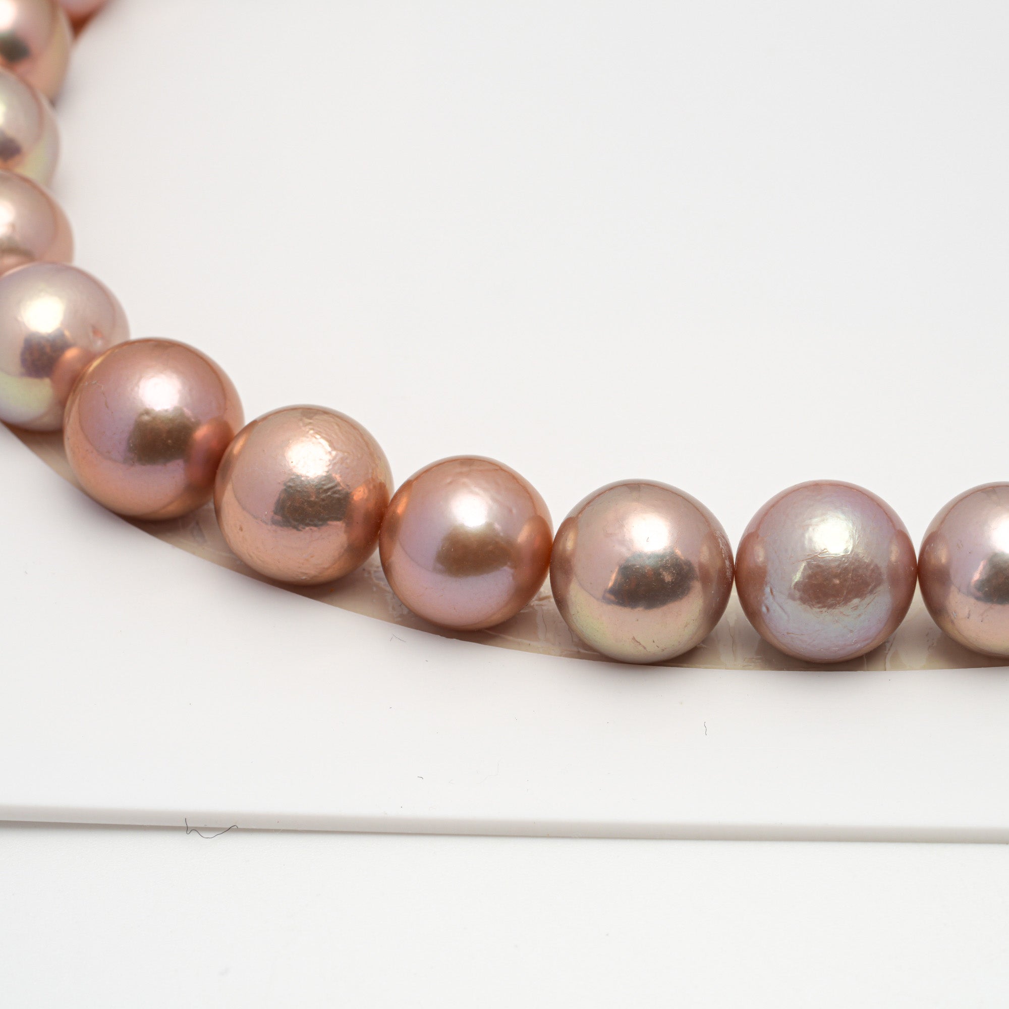 34pcs "High Luster" Pink Orange 12-13mm - SR/NR AA Quality Freshwater Pearl Necklace NL1483 FWAK