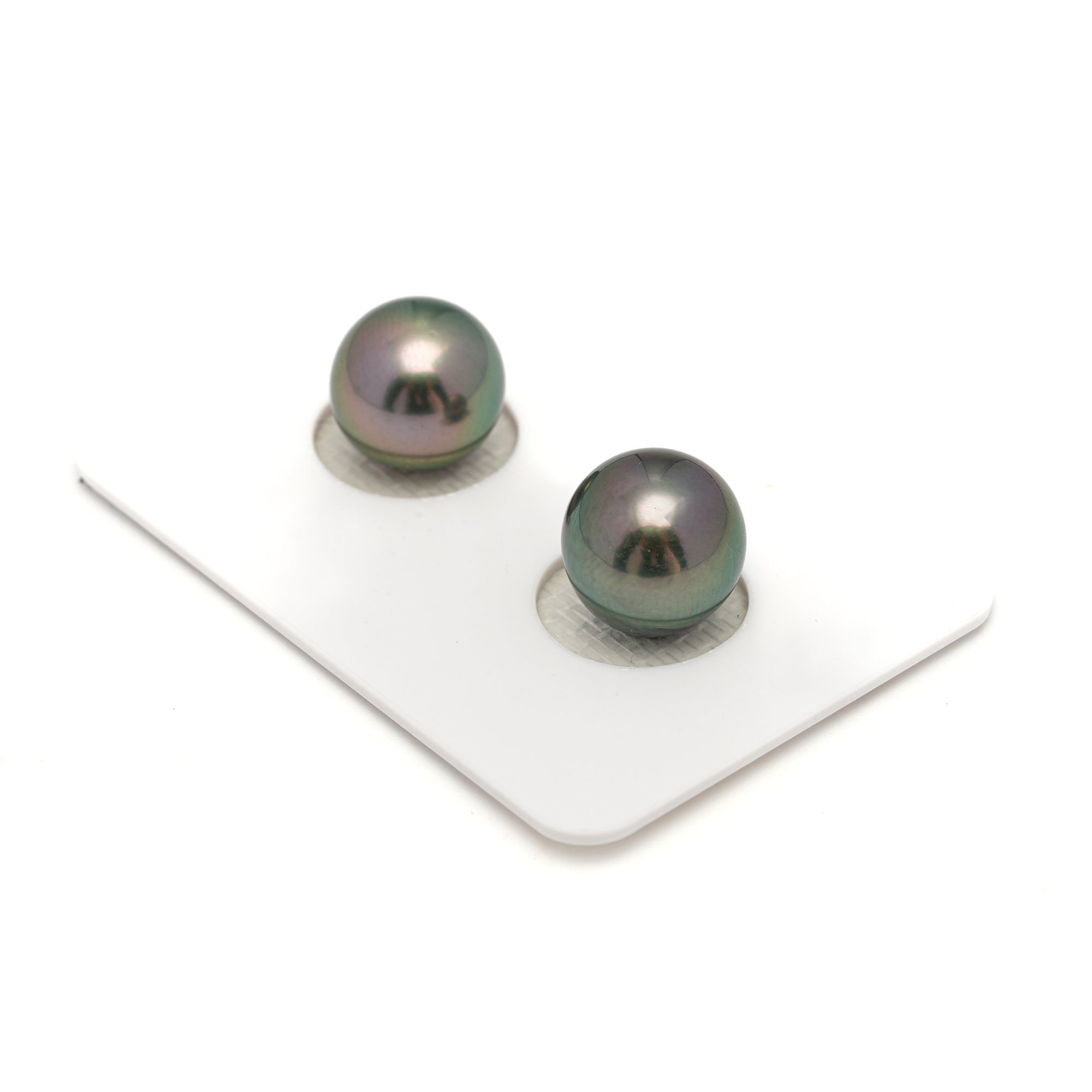 2pcs "High Luster" Peacock 10.4-10.6mm - NR AAA/AA Quality Tahitian Pearl Pair ER1680 OR11