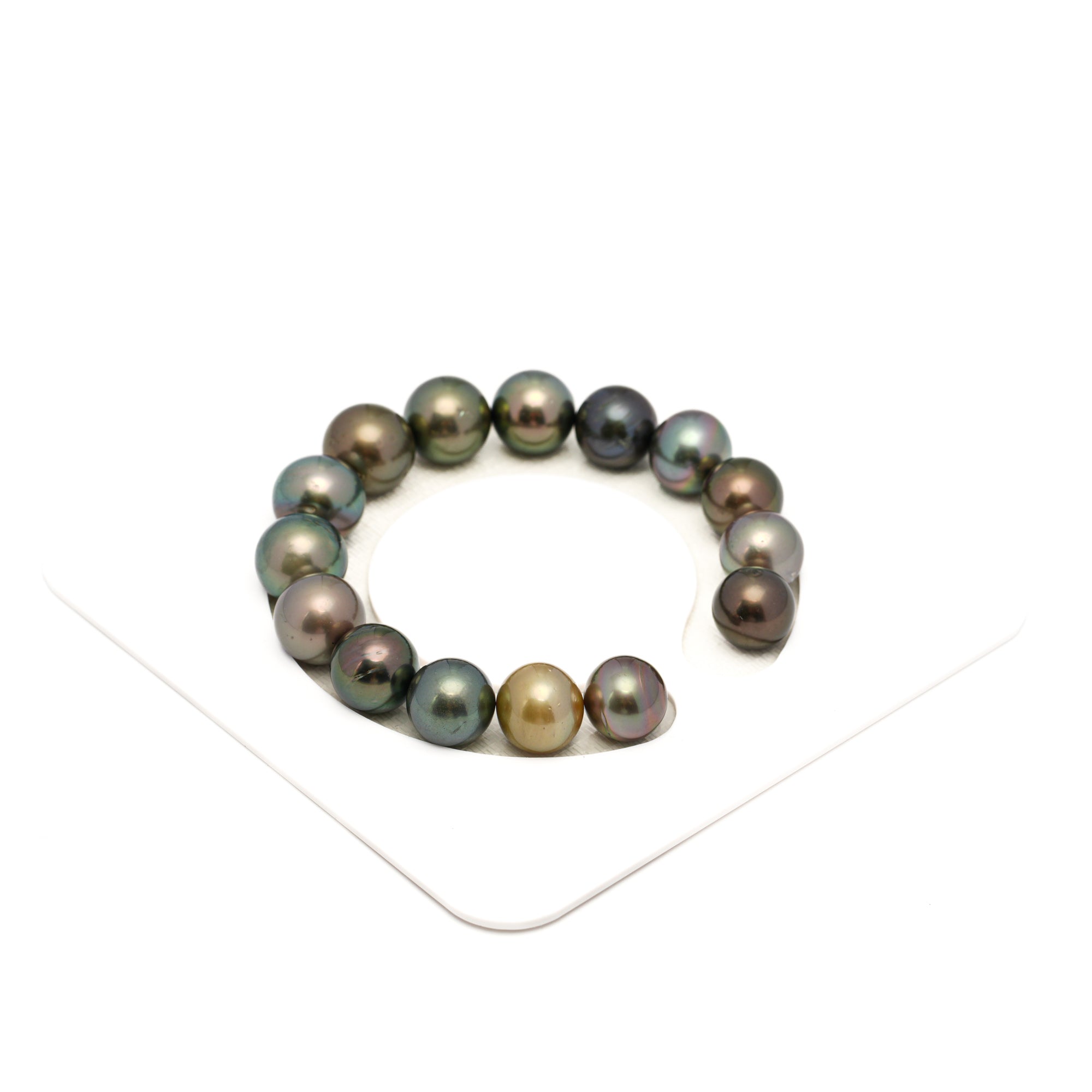 15pcs "High Luster" Multicolor 11-12mm - SR AA/AAA Quality Tahitian Pearl Bracelet BR2330 THMIX4