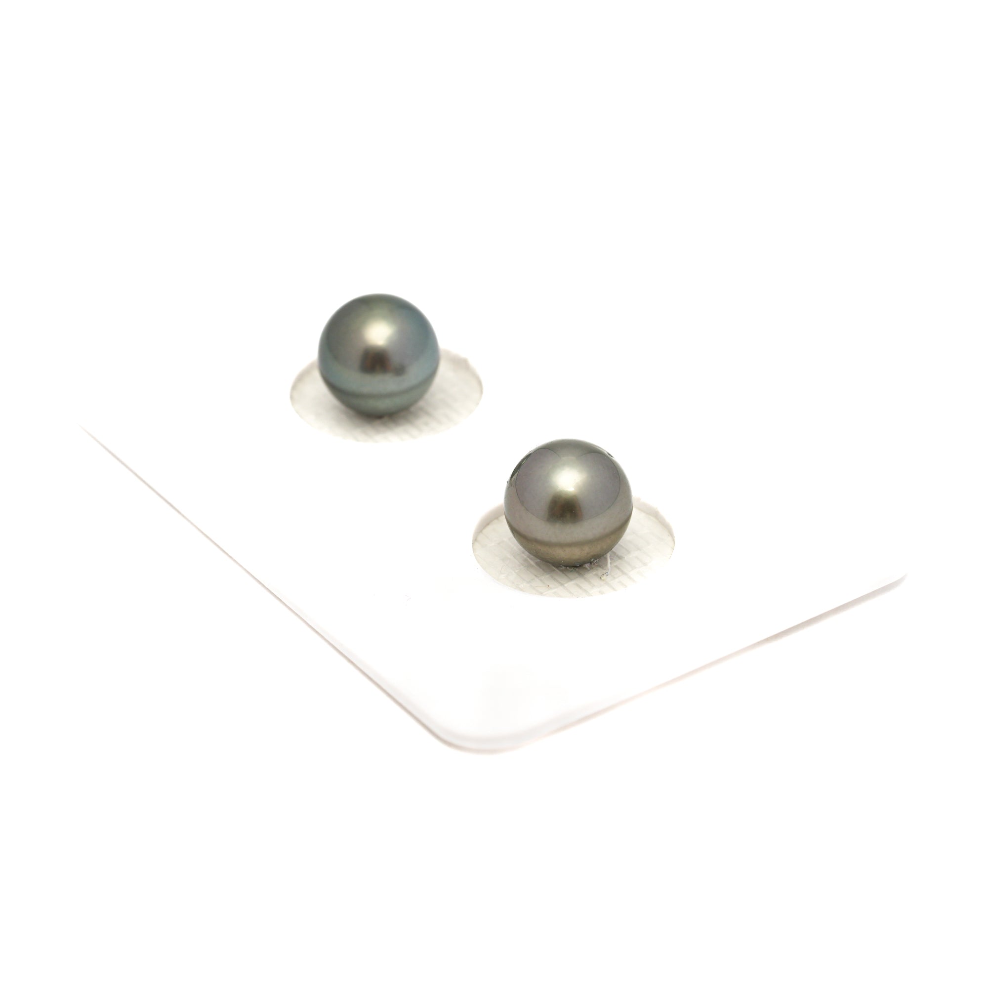 2pcs Olive Green 7.6-7.7mm - RSR AAA/AA Quality Tahitian Pearl Pair ER1797 NG19