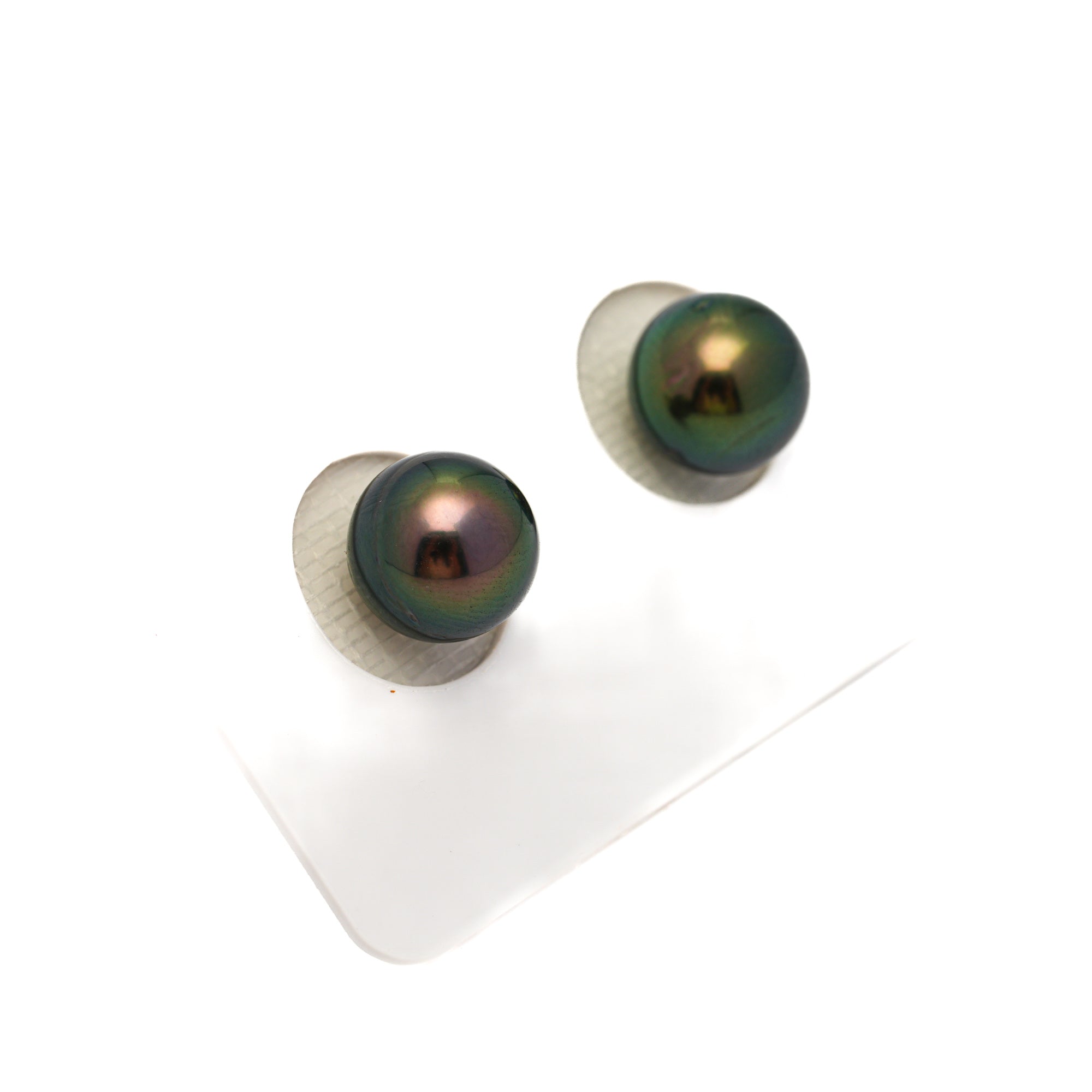 2pcs "Top Luster" Green 9.3mm - RSR AAA/AA Quality Tahitian Pearl Pair ER1763 OR13