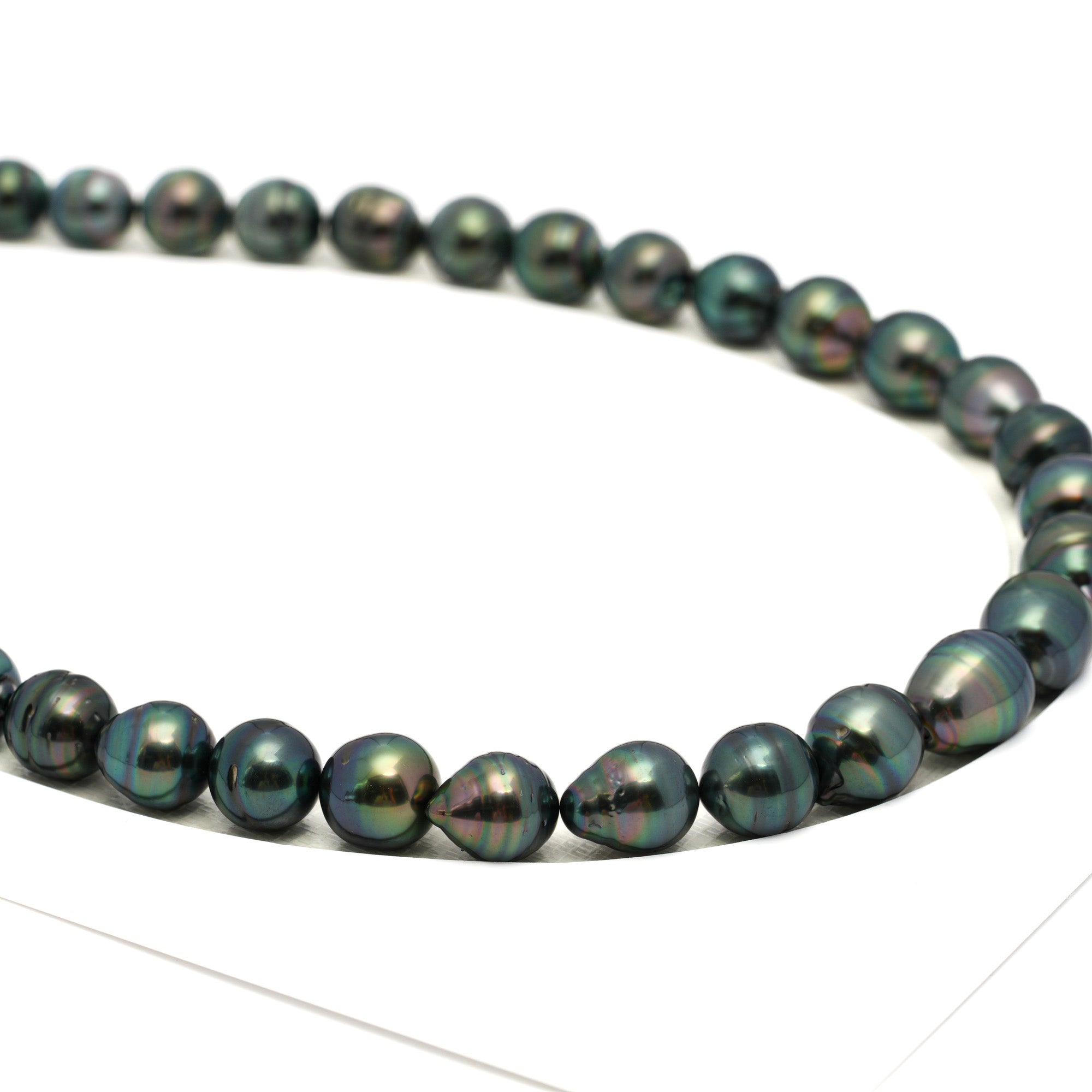 40pcs Green 8-11mm - CL/SB AAA/AA Quality Tahitian Pearl Necklace NL1722 TH5