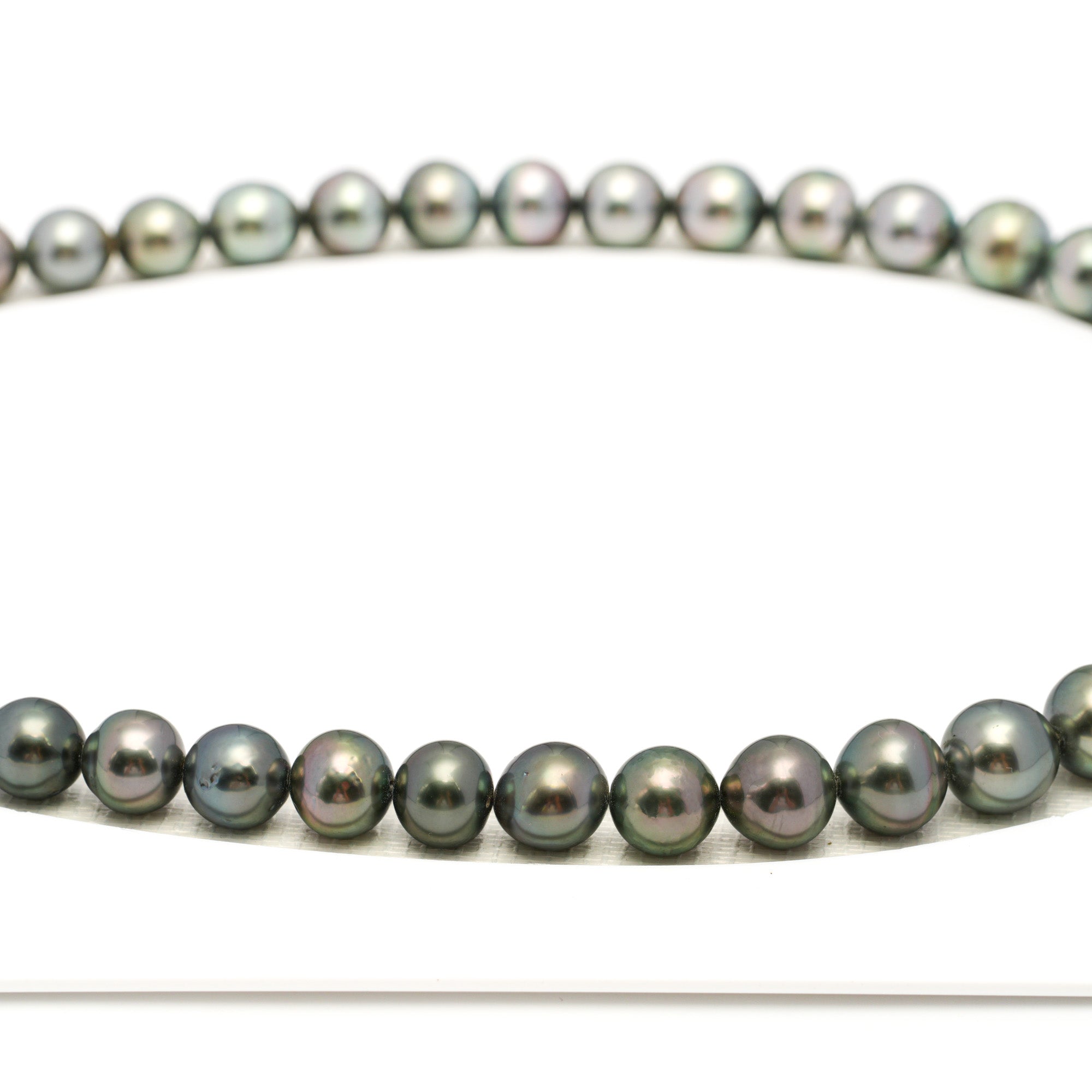 43pcs Light Green 8-11mm - NR AAA/AA Quality Tahitian Pearl Drilled Necklace NL1738 WF1