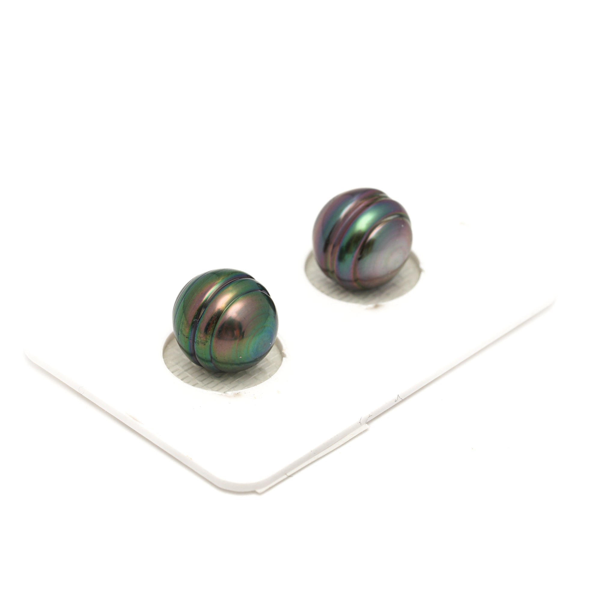 2pcs "High Luster" Multicolor 10.6-10.7mm - CL AAA/AA Quality Tahitian Pearl Pair ER1821 TH5