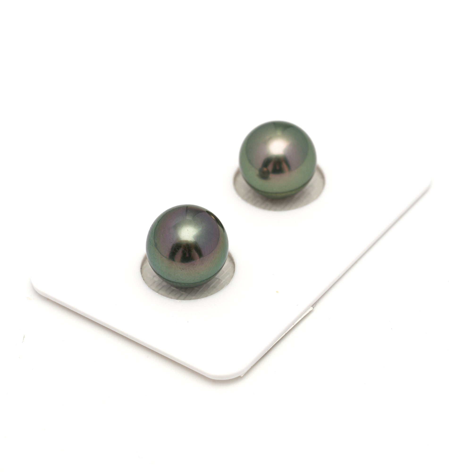 2pcs "High Luster" Peacock 10.4-10.6mm - NR AAA/AA Quality Tahitian Pearl Pair ER1680 OR11