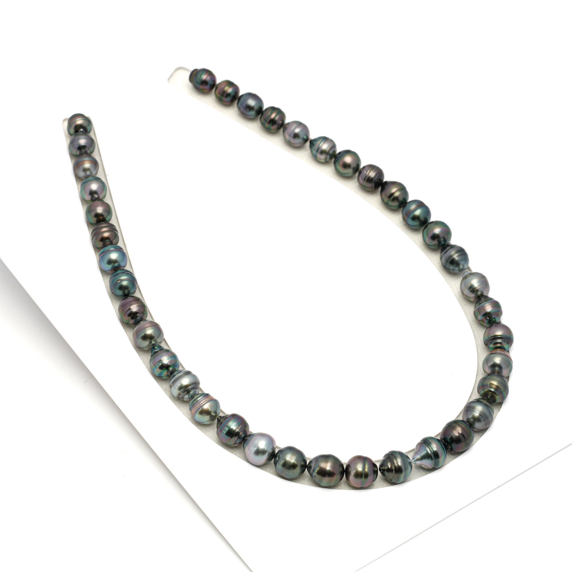 39pcs Green Mix 8-11mm - CL AAA Quality Tahitian Pearl Necklace NL1673 HL4