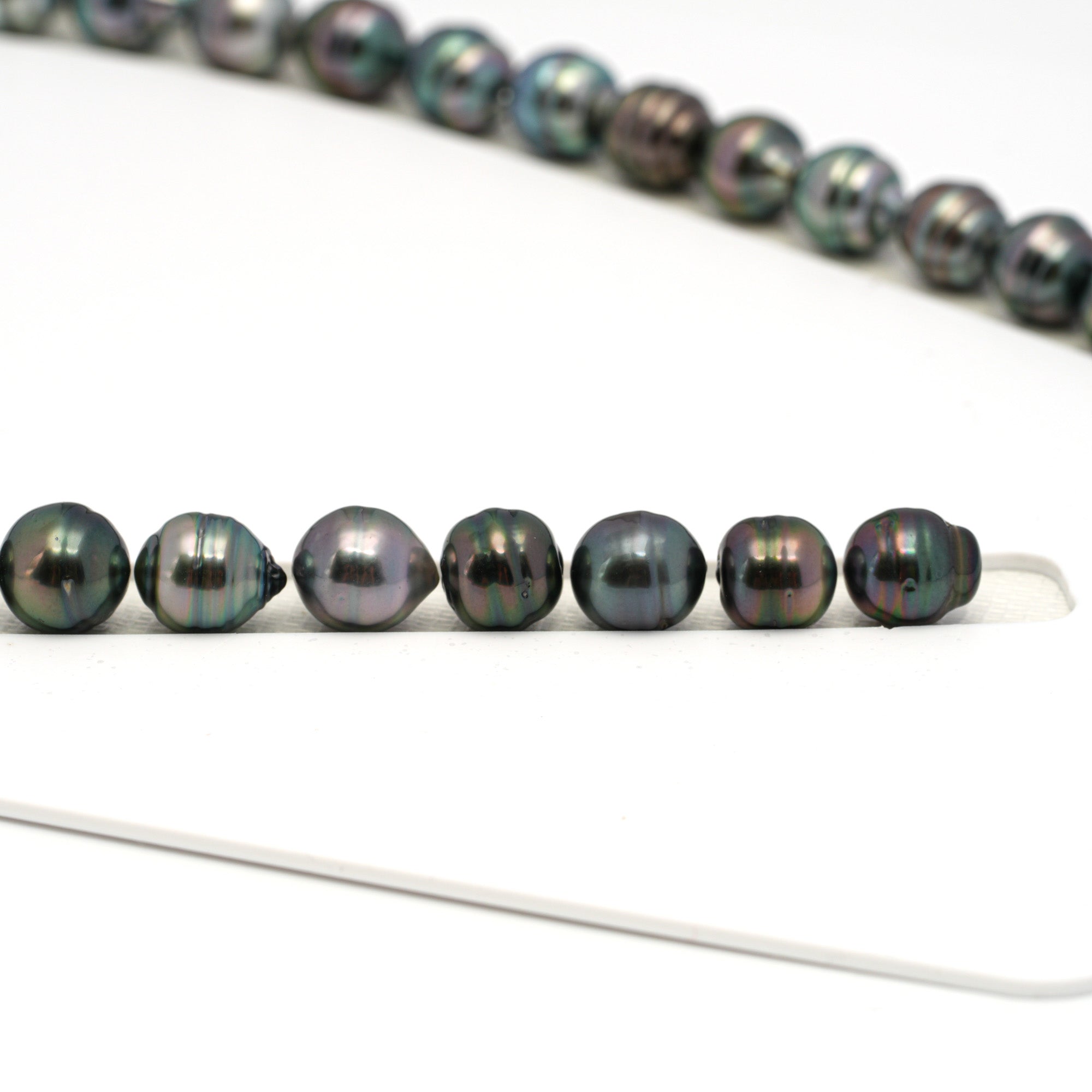 39pcs Green Mix 8-11mm - CL AAA Quality Tahitian Pearl Necklace NL1673 HL4