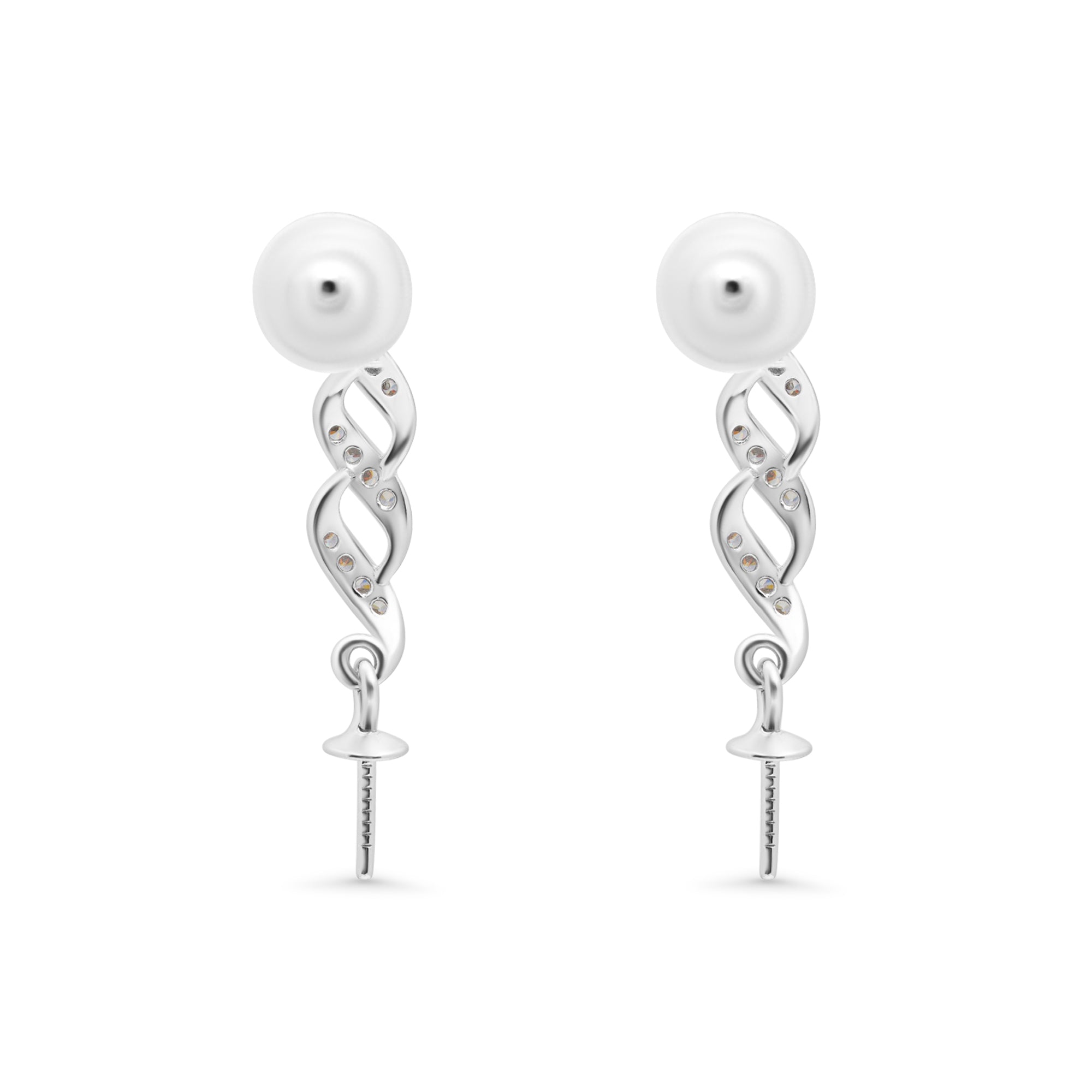 Studs Earring Bails 925 Silver for Pearl SC528