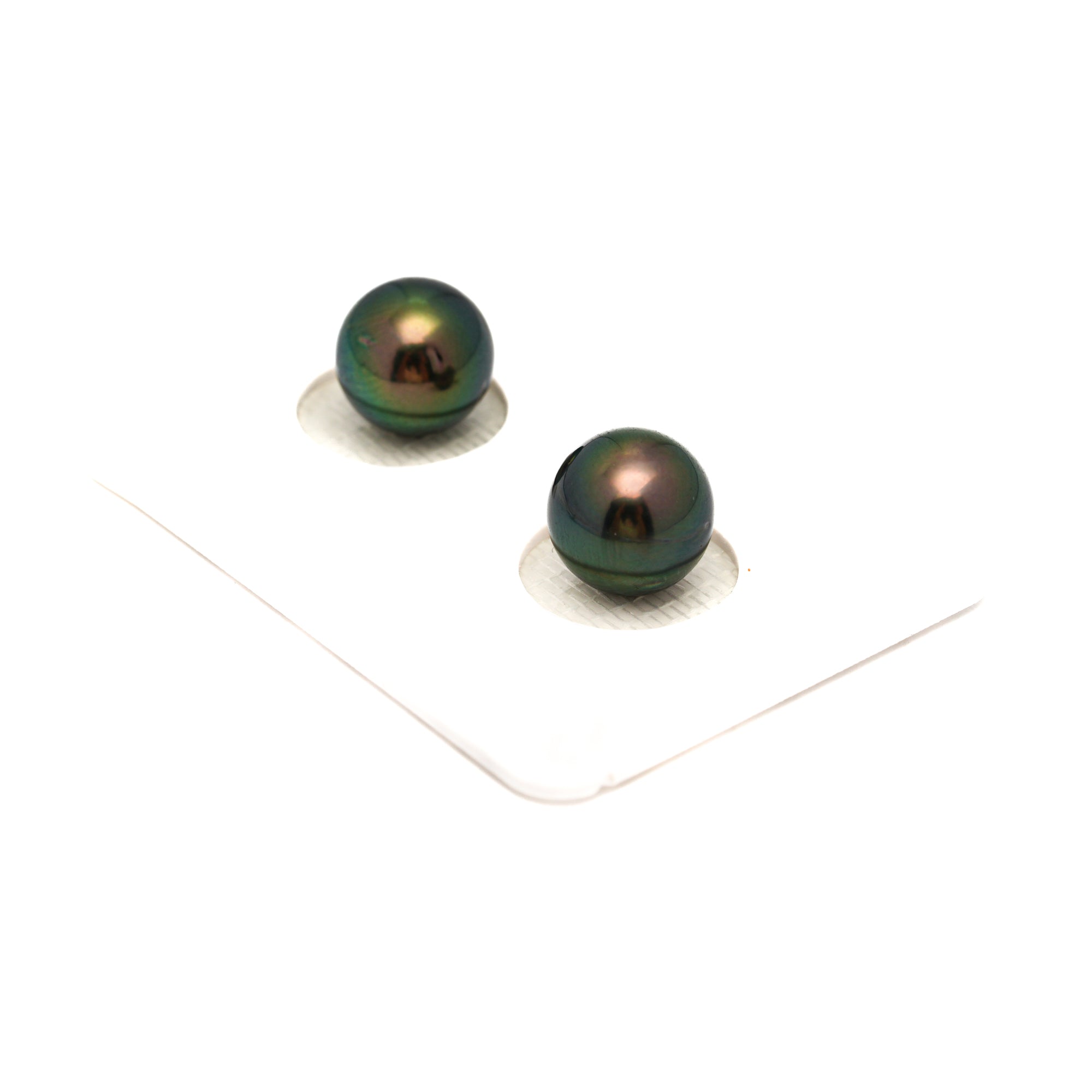 2pcs "Top Luster" Green 9.3mm - RSR AAA/AA Quality Tahitian Pearl Pair ER1763 OR13