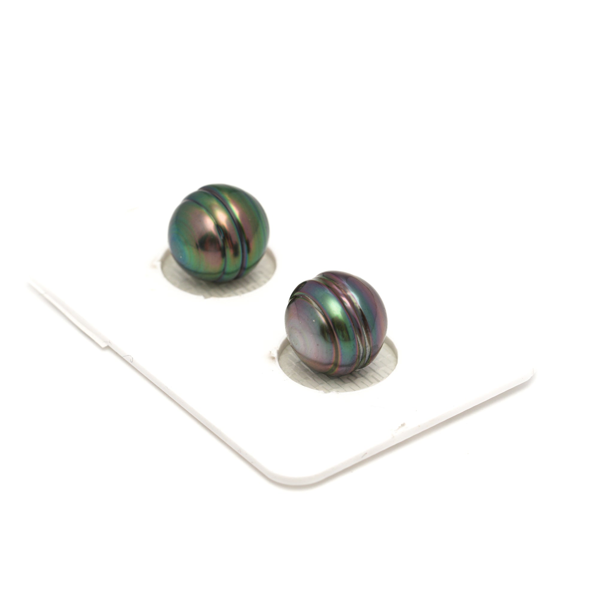 2pcs "High Luster" Multicolor 10.6-10.7mm - CL AAA/AA Quality Tahitian Pearl Pair ER1821 TH5