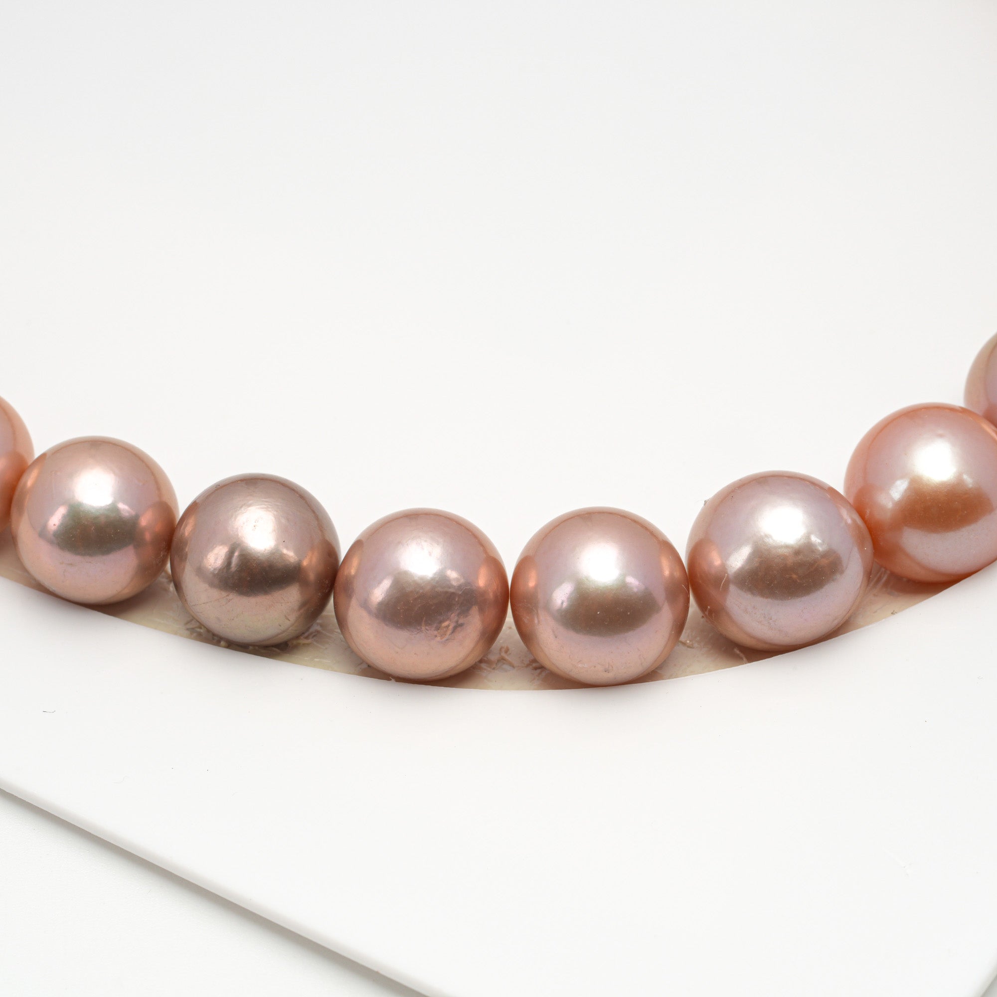 34pcs "High Luster" Pink Orange 12-13mm - SR/NR AA Quality Freshwater Pearl Necklace NL1483 FWAK