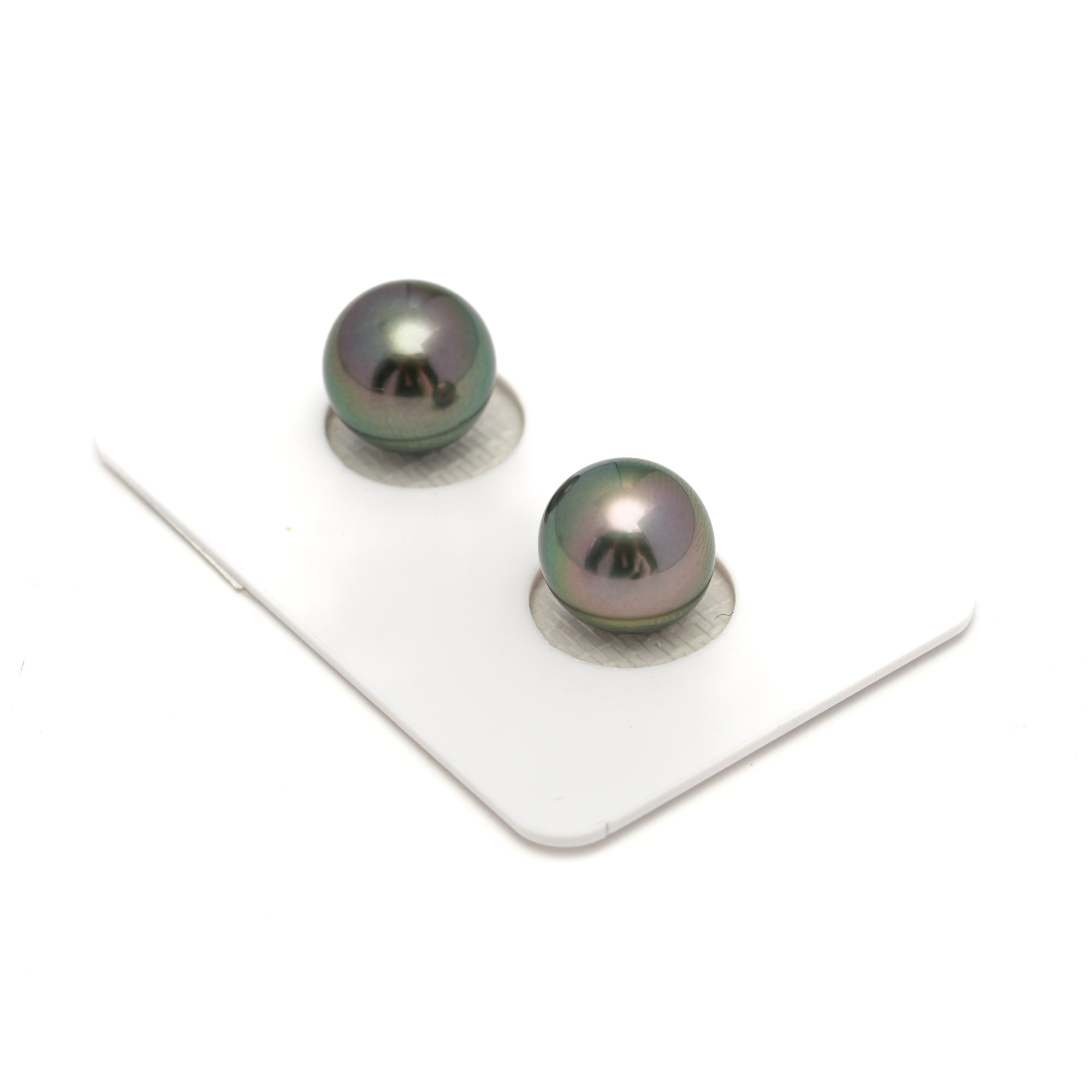 2pcs "High Luster" Peacock 10.4-10.6mm - NR AAA/AA Quality Tahitian Pearl Pair ER1680 OR11