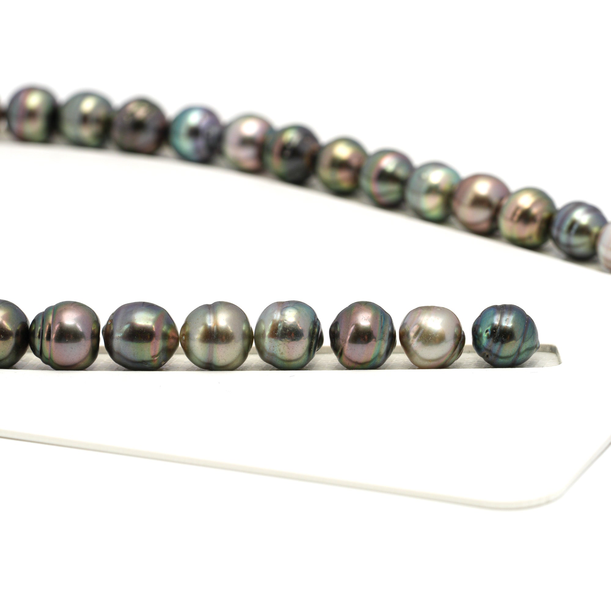38pcs "High Luster" Multicolor 9-12mm - CL/SB AAA/AA Quality Tahitian Pearl Necklace NL1682 CMP9