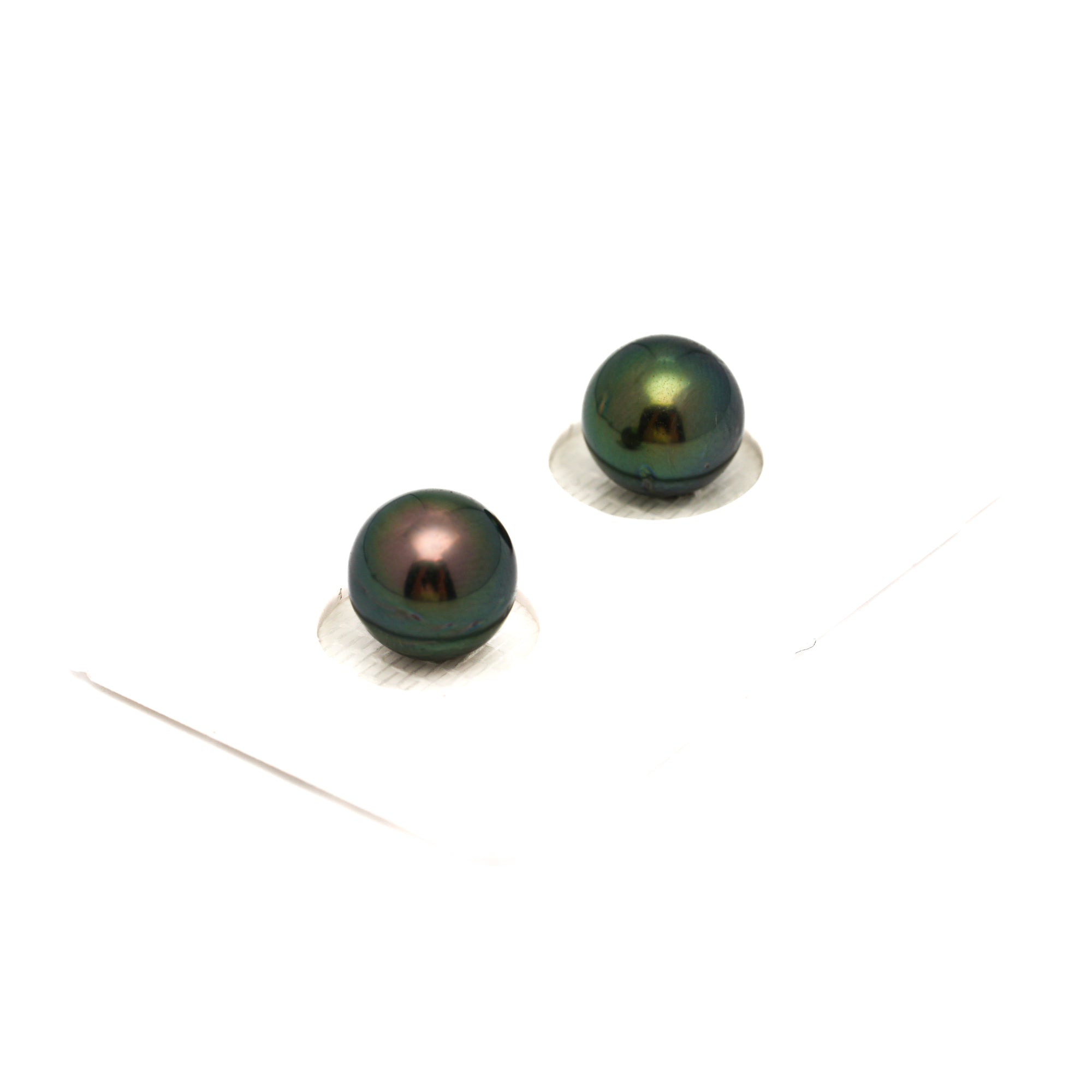 2pcs "Top Luster" Green 9.3mm - RSR AAA/AA Quality Tahitian Pearl Pair ER1763 OR13