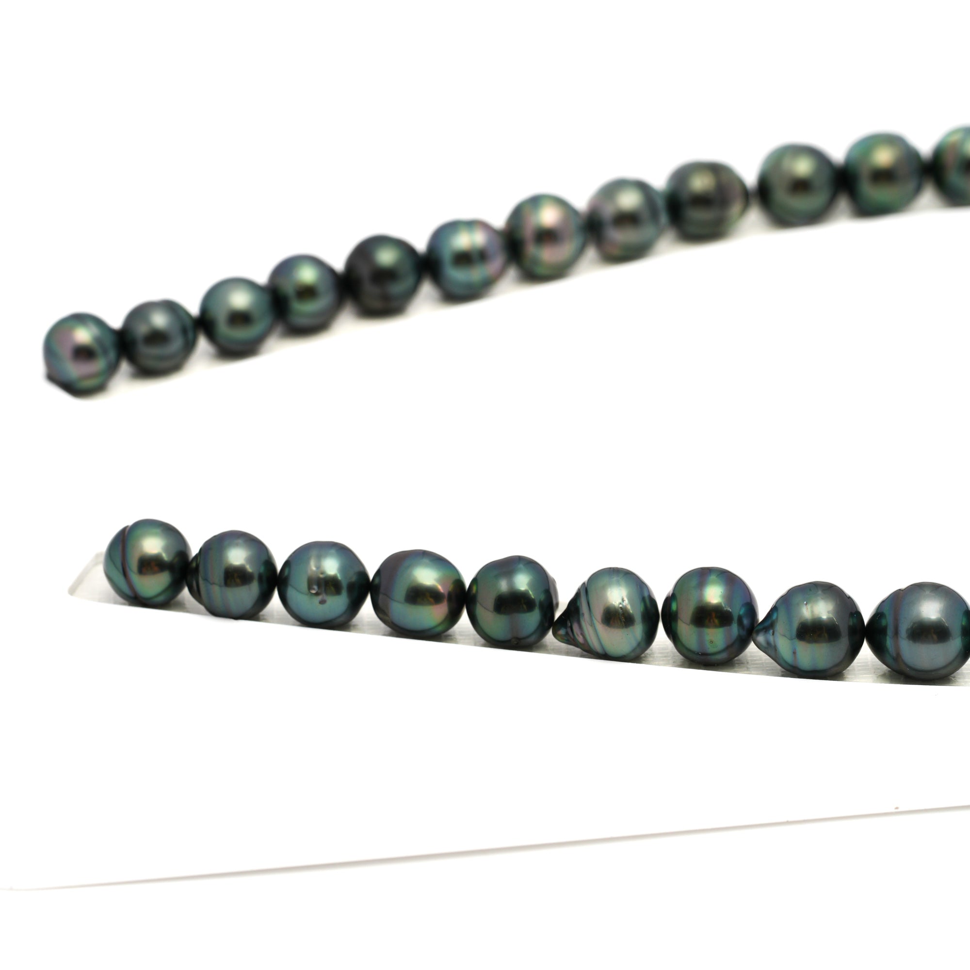 40pcs Green 8-11mm - CL/SB AAA/AA Quality Tahitian Pearl Necklace NL1722 TH5
