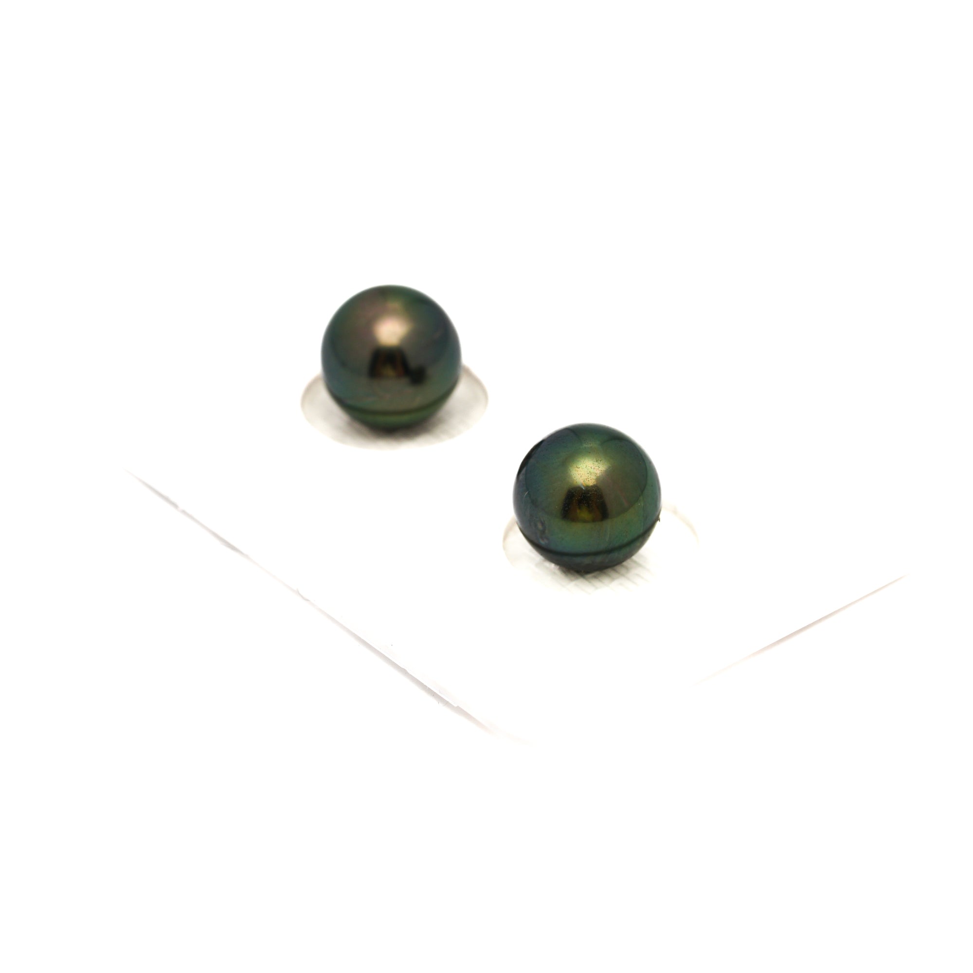 2pcs "Top Luster" Green 9.3mm - RSR AAA/AA Quality Tahitian Pearl Pair ER1763 OR13