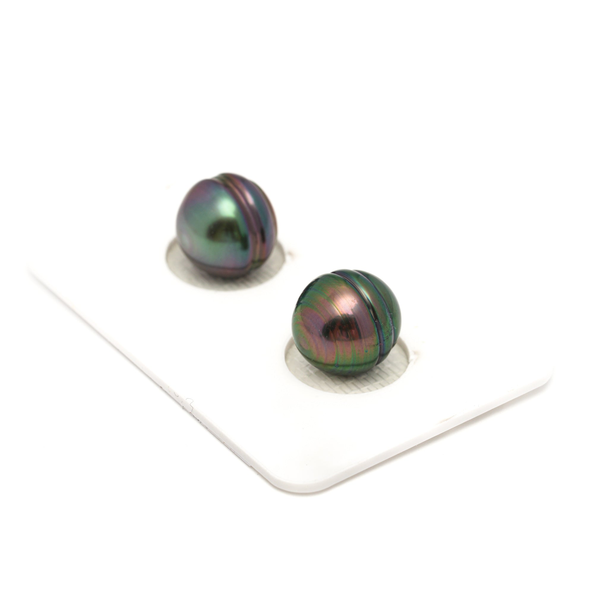 2pcs "High Luster" Multicolor 10.6-10.7mm - CL AAA/AA Quality Tahitian Pearl Pair ER1821 TH5