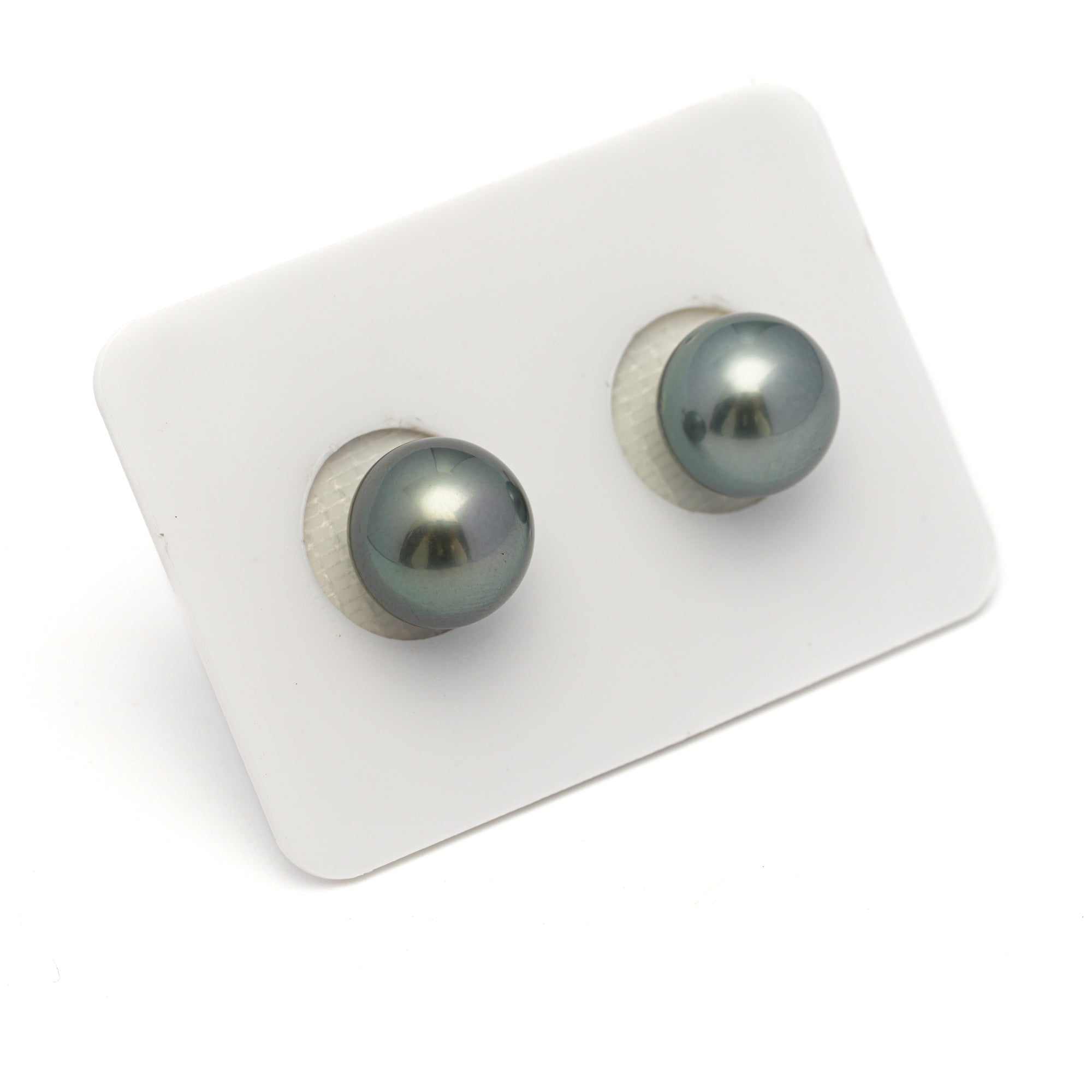 2pcs Blue Green 10.7-10.8mm - SB AAA Quality Tahitian Pearl Pair ER1683 OR11