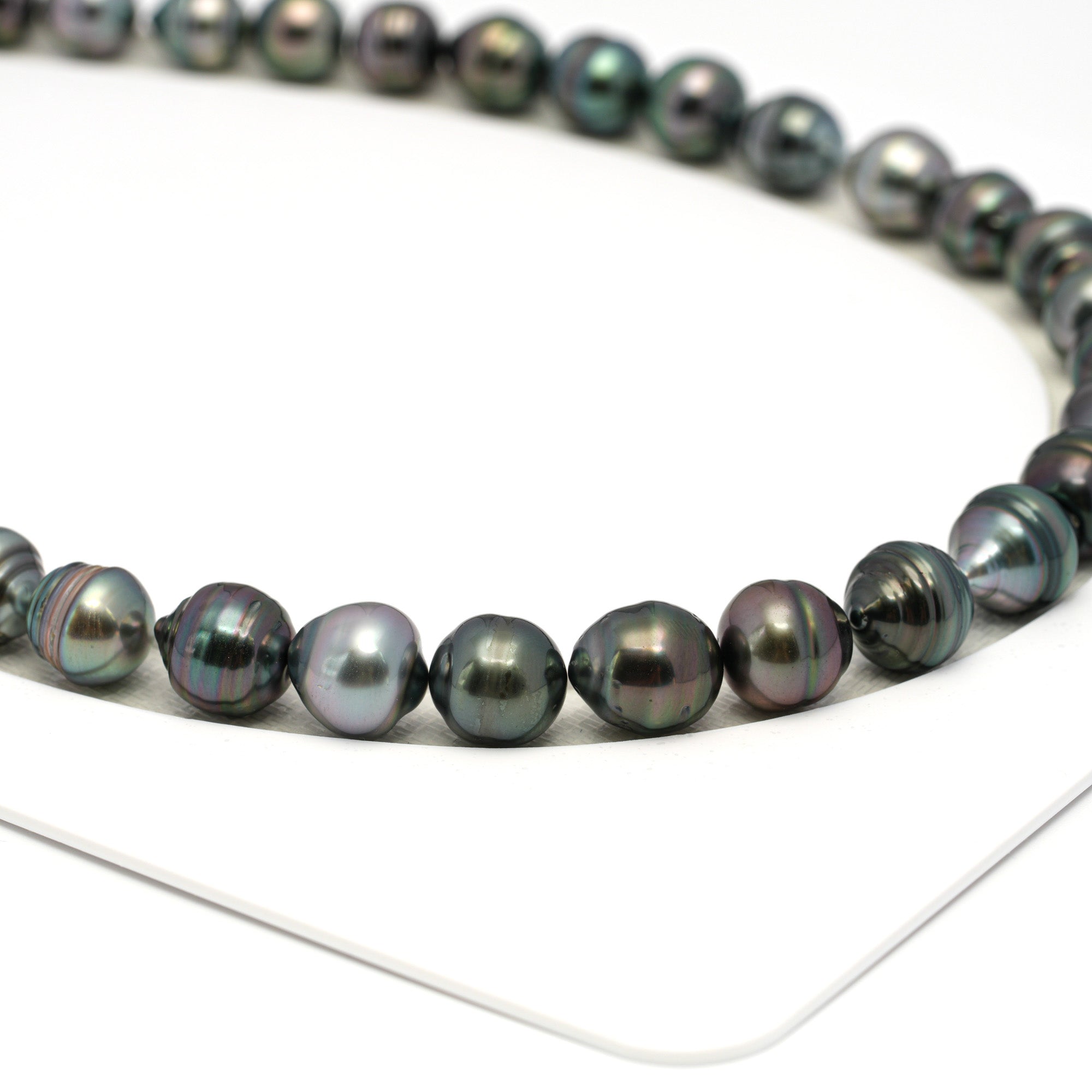 39pcs Green Mix 8-11mm - CL AAA Quality Tahitian Pearl Necklace NL1673 HL4