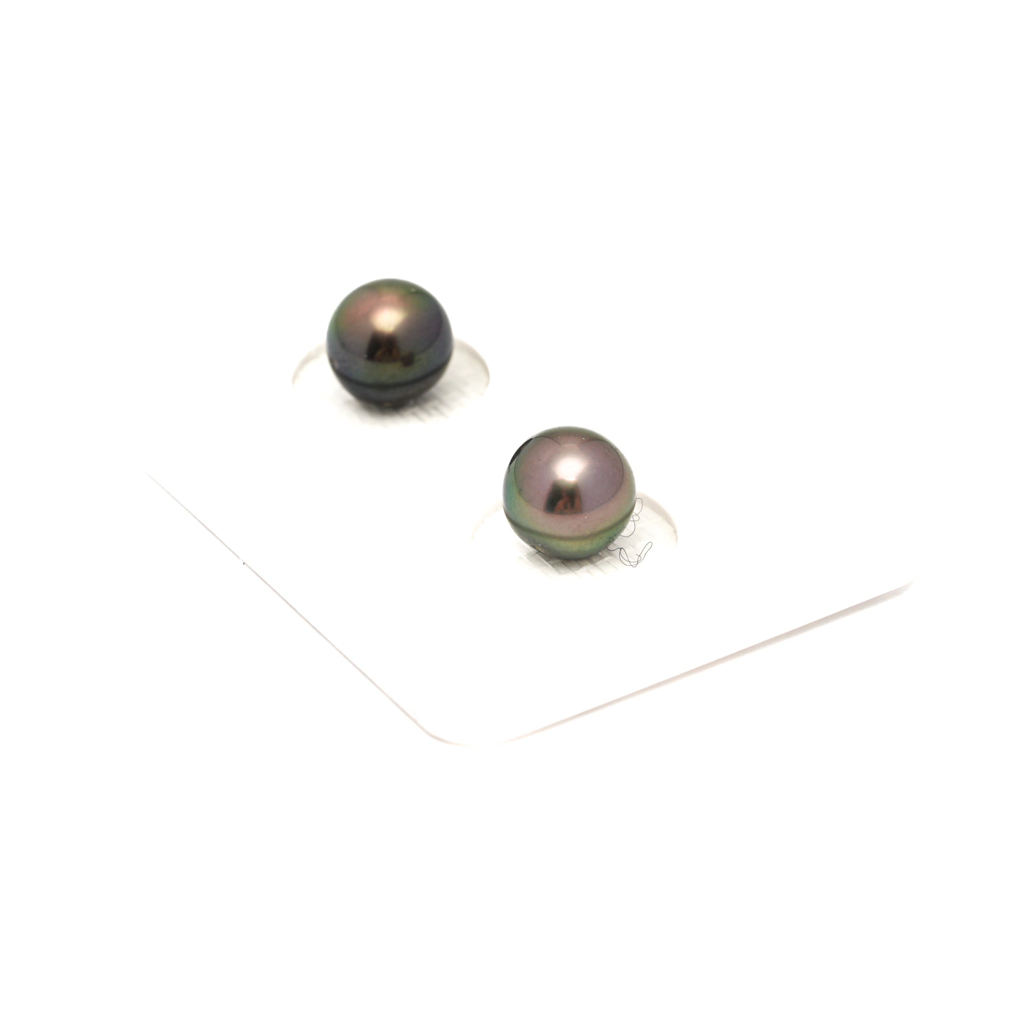 2pcs Green 7.8-7.9mm - RSR AAA/AA Quality Tahitian Pearl Pair ER1779 NG19