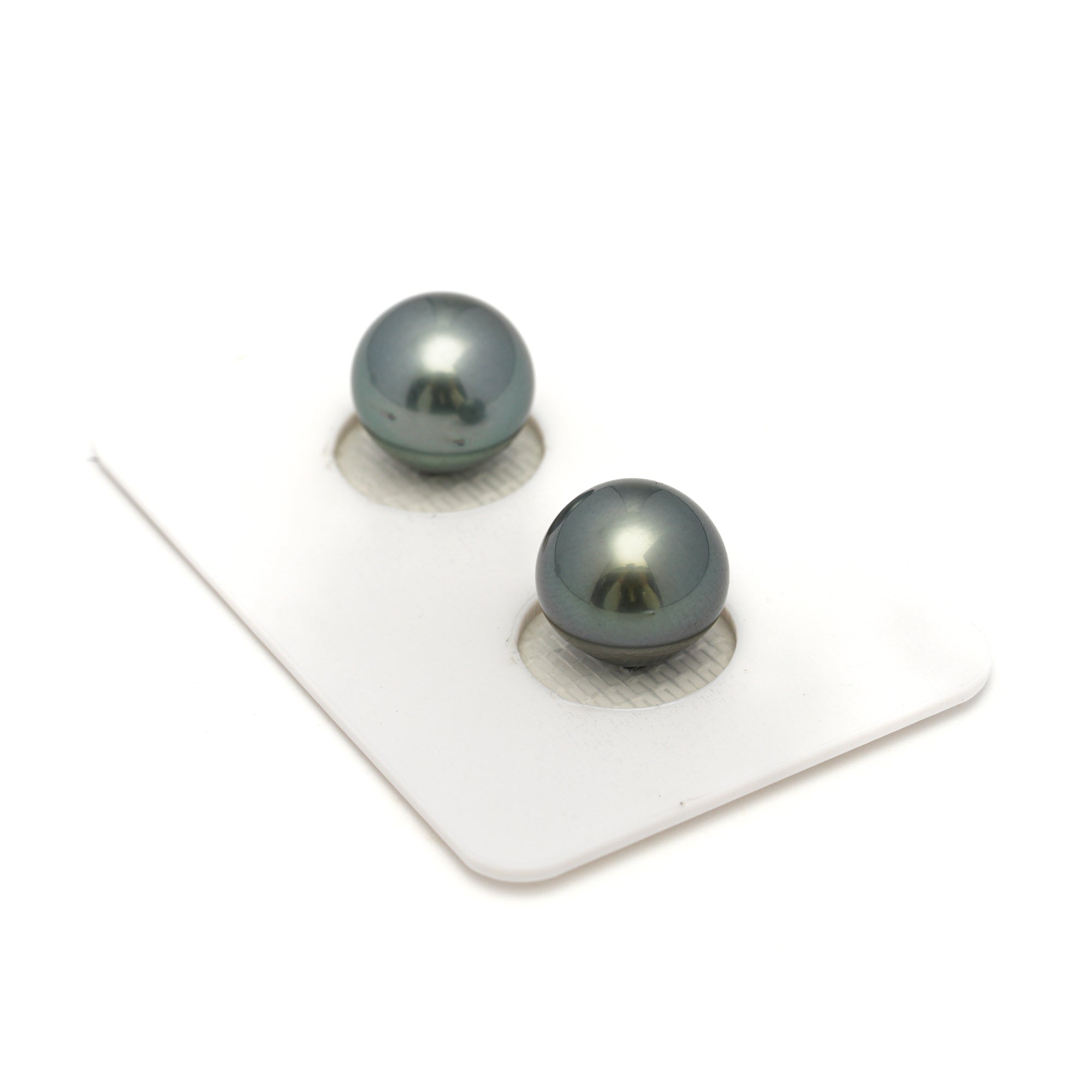 2pcs Blue Green 10.7-10.8mm - SB AAA Quality Tahitian Pearl Pair ER1683 OR11