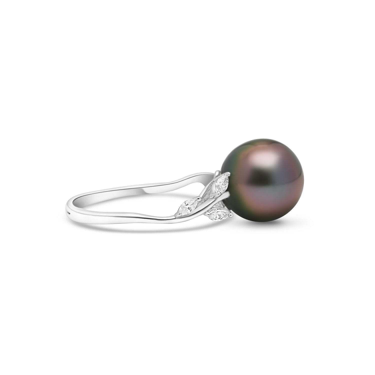 925 Sterling Silver Tahitian Pearl Ring SHM1457 THMIX1