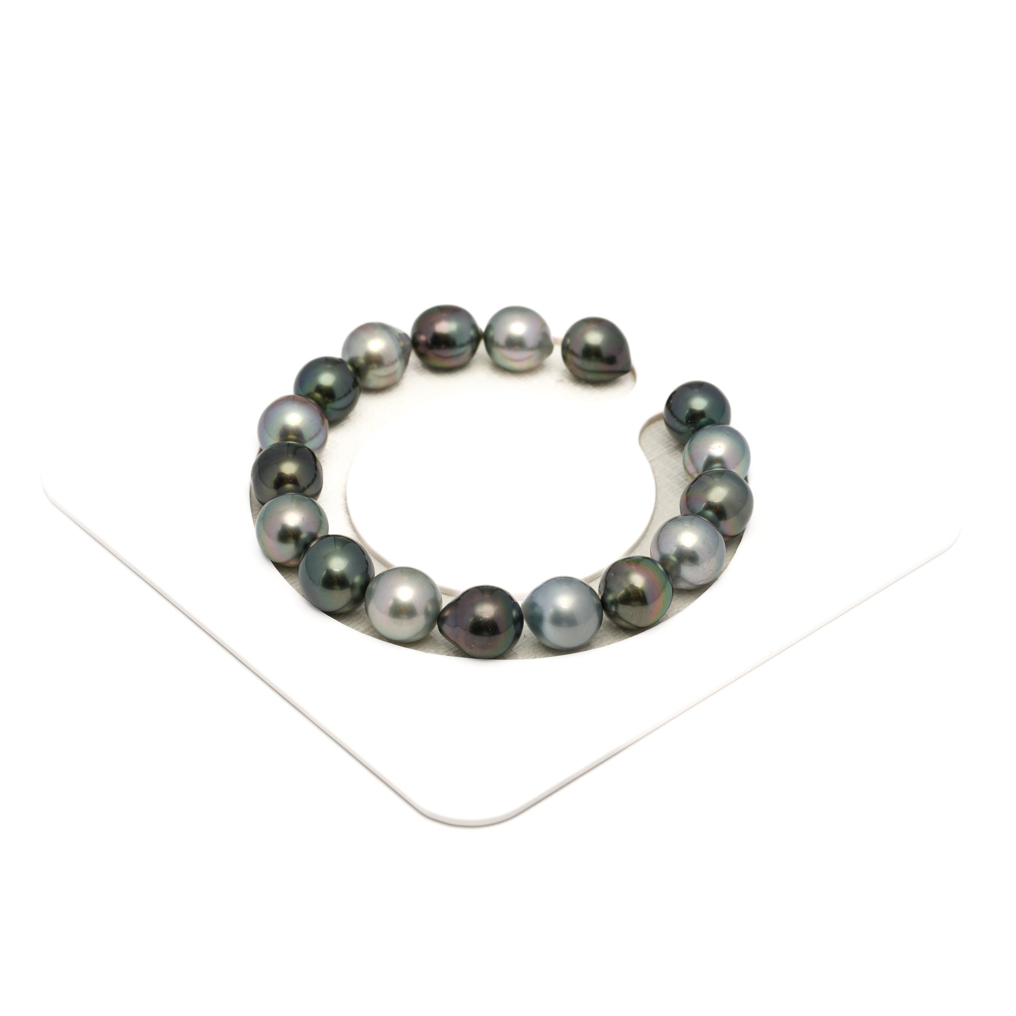 17pcs "High Luster" Light Green 9-10mm - SB AAA/AA Quality Tahitian Pearl Bracelet BR2331 THMIX4