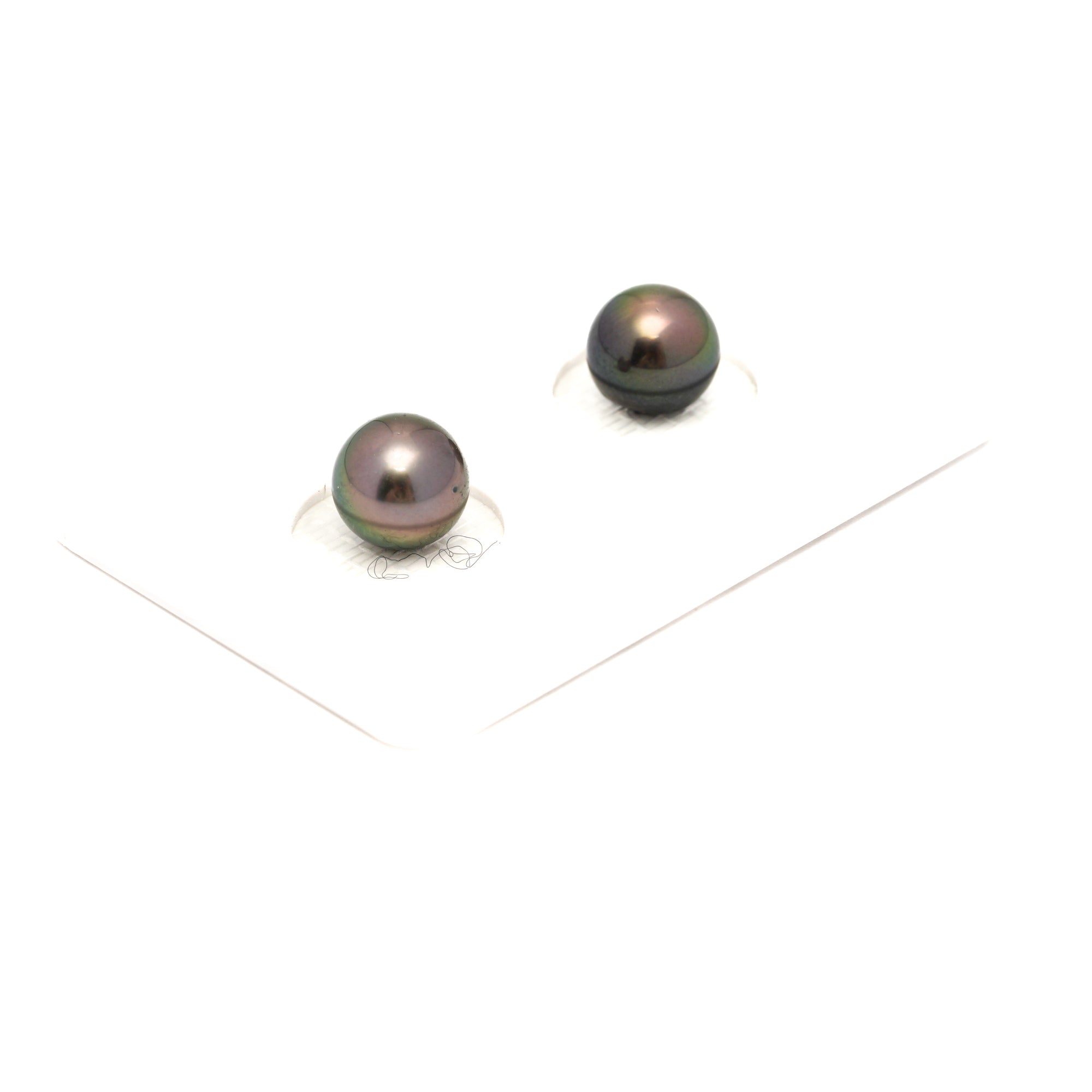 2pcs Green 7.8-7.9mm - RSR AAA/AA Quality Tahitian Pearl Pair ER1779 NG19