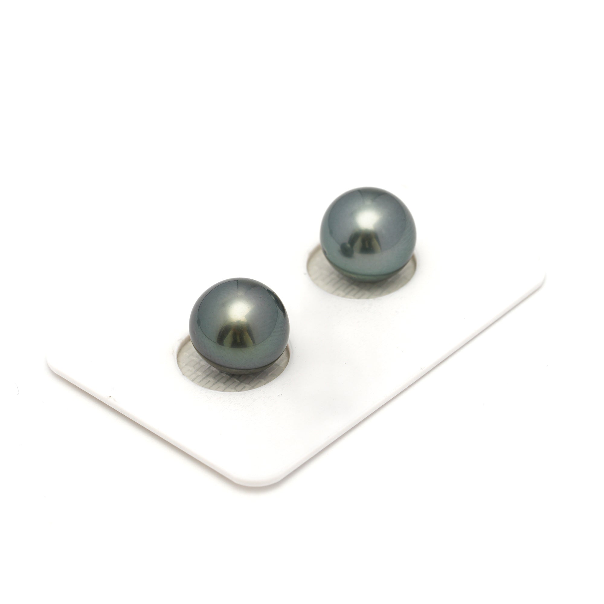 2pcs Blue Green 10.7-10.8mm - SB AAA Quality Tahitian Pearl Pair ER1683 OR11