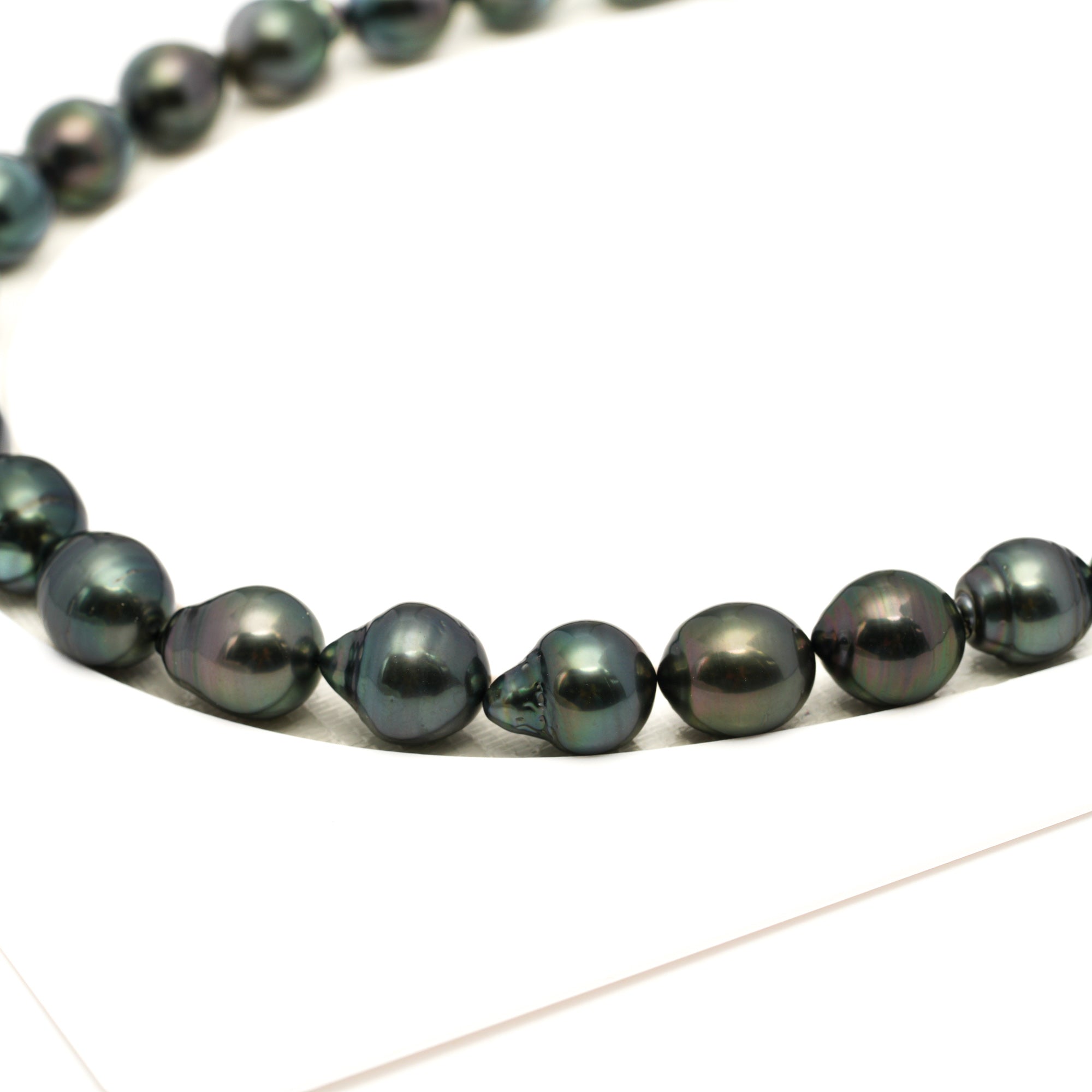 34pcs Green Mix 9-11mm - SB AAA Quality Tahitian Pearl Necklace NL1762 LP1