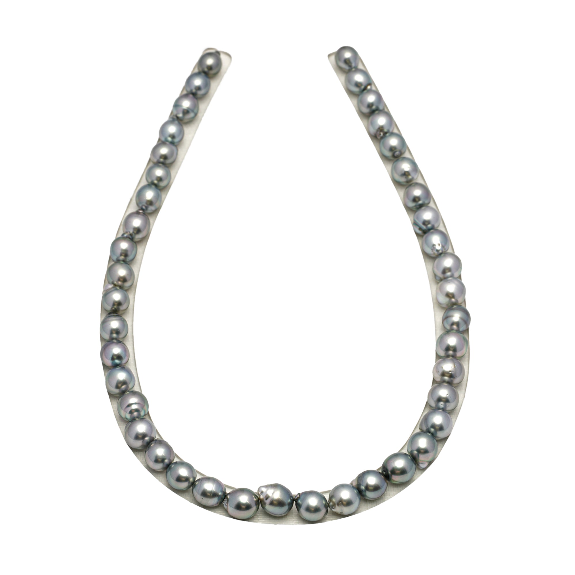 42pcs "High Luster" Silver Mix 8-10mm - CL/SB AAA/AA Quality Tahitian Pearl Necklace NL1597 HL3