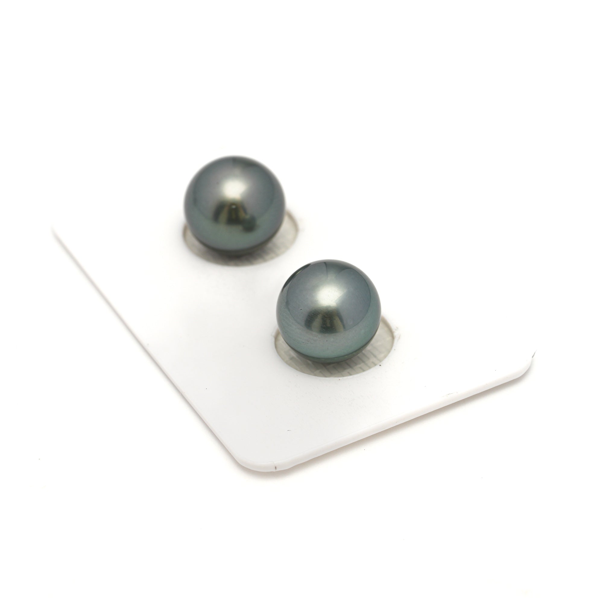 2pcs Blue Green 10.7-10.8mm - SB AAA Quality Tahitian Pearl Pair ER1683 OR11