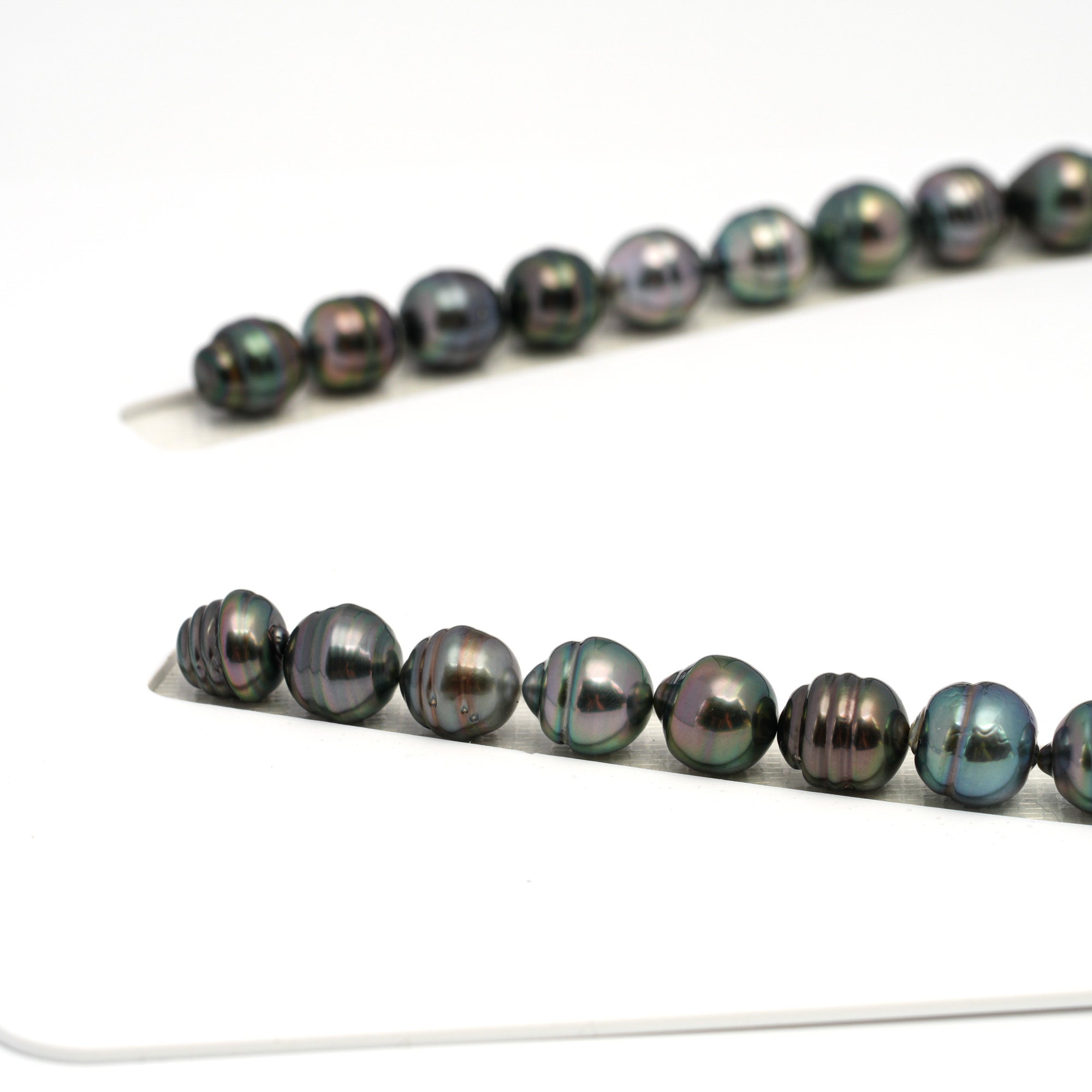 39pcs Green Mix 8-11mm - CL AAA Quality Tahitian Pearl Necklace NL1673 HL4