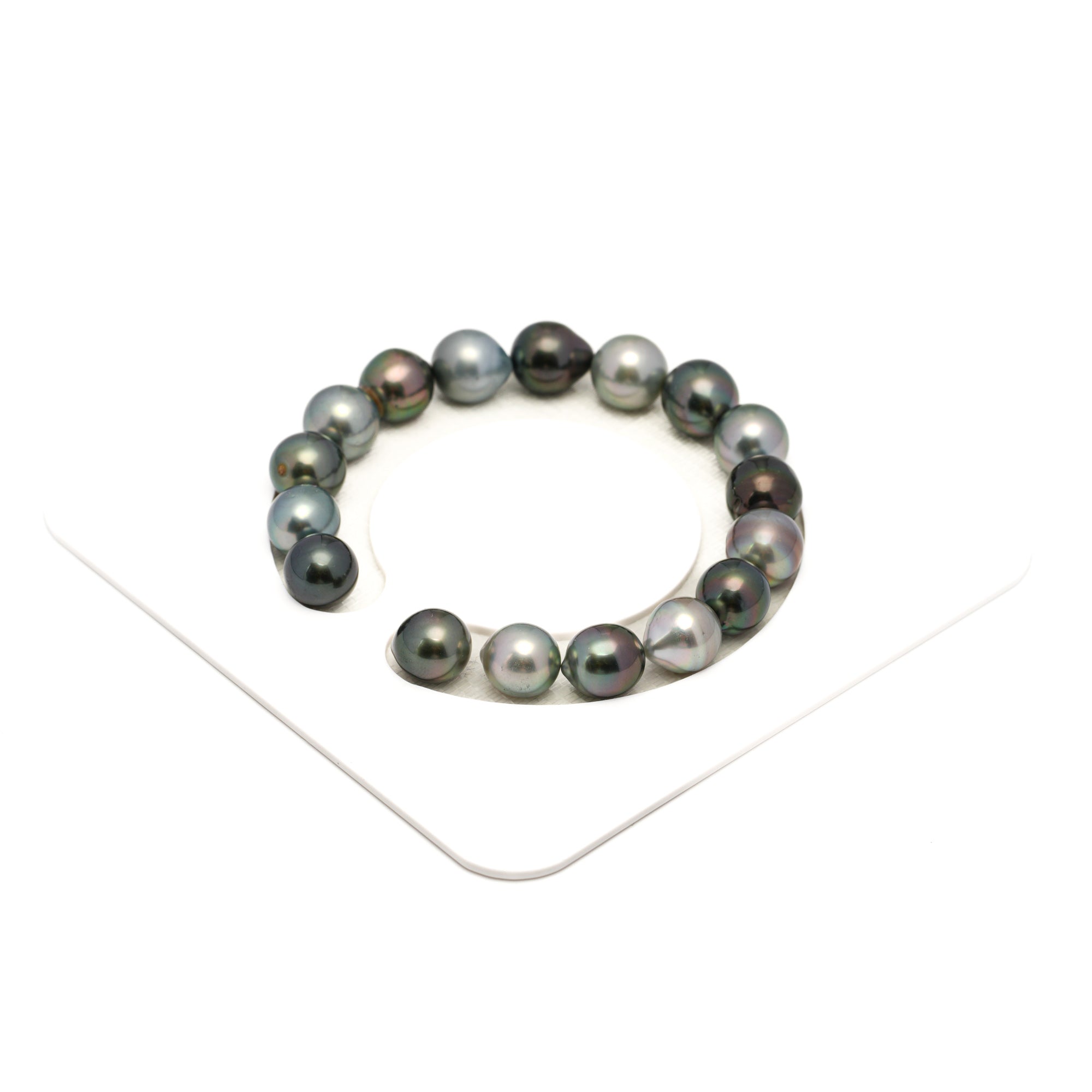 17pcs "High Luster" Light Green 9-10mm - SB AAA/AA Quality Tahitian Pearl Bracelet BR2331 THMIX4
