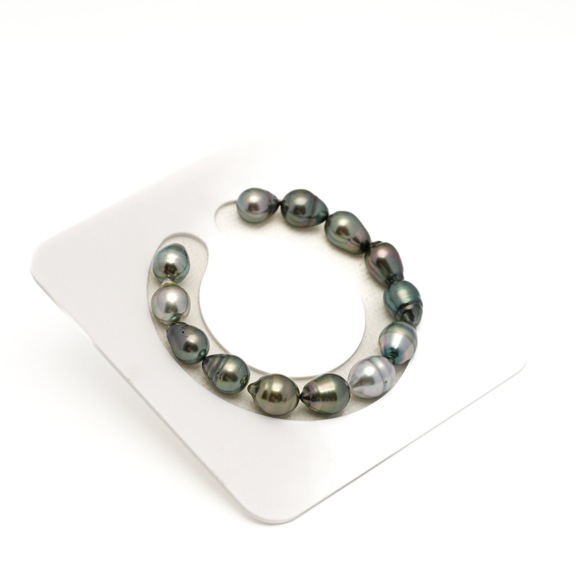 13pcs Green Mix 9-10mm - SB AAA/AA Quality Tahitian Pearl Bracelet BR2384 THMIX4