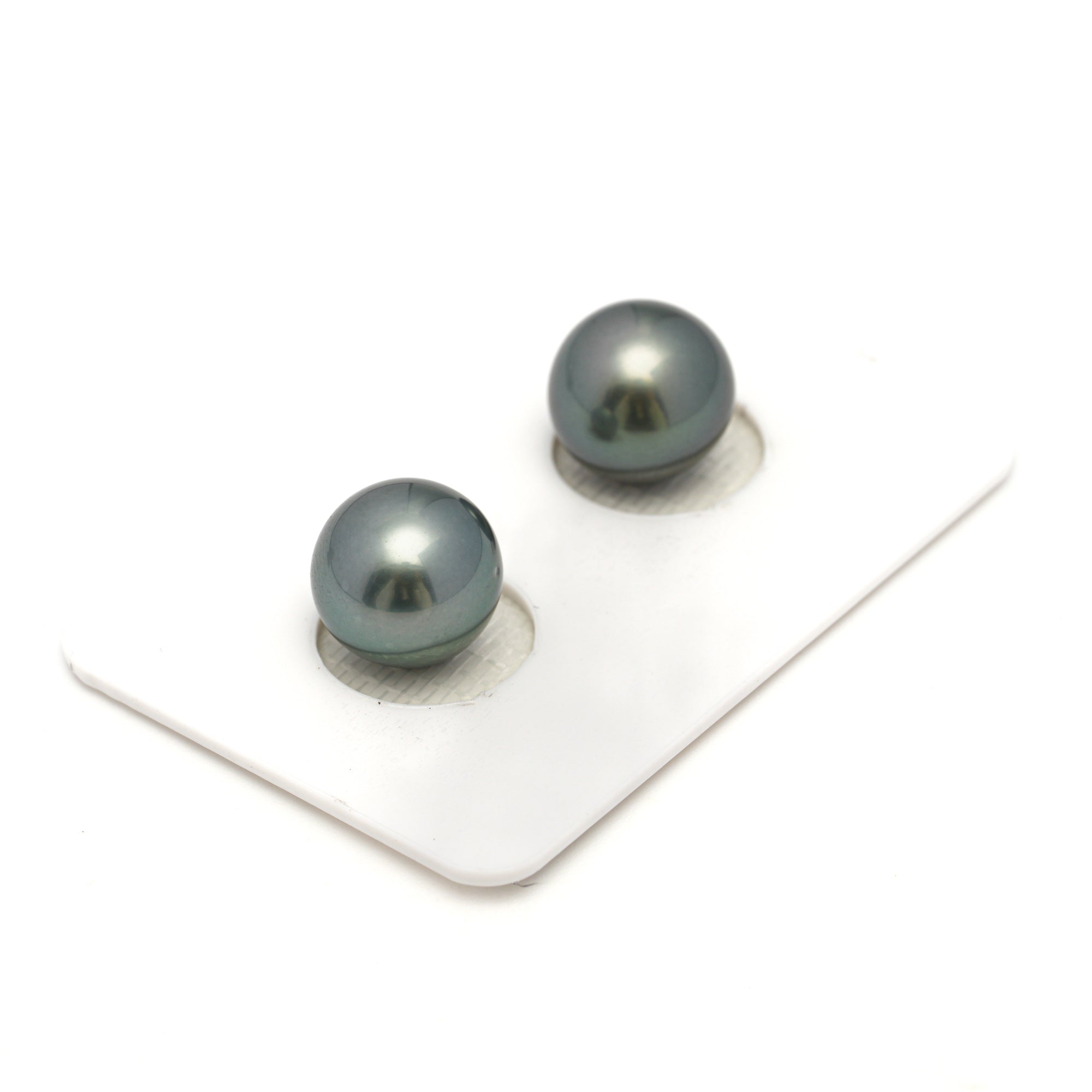 2pcs Blue Green 10.7-10.8mm - SB AAA Quality Tahitian Pearl Pair ER1683 OR11