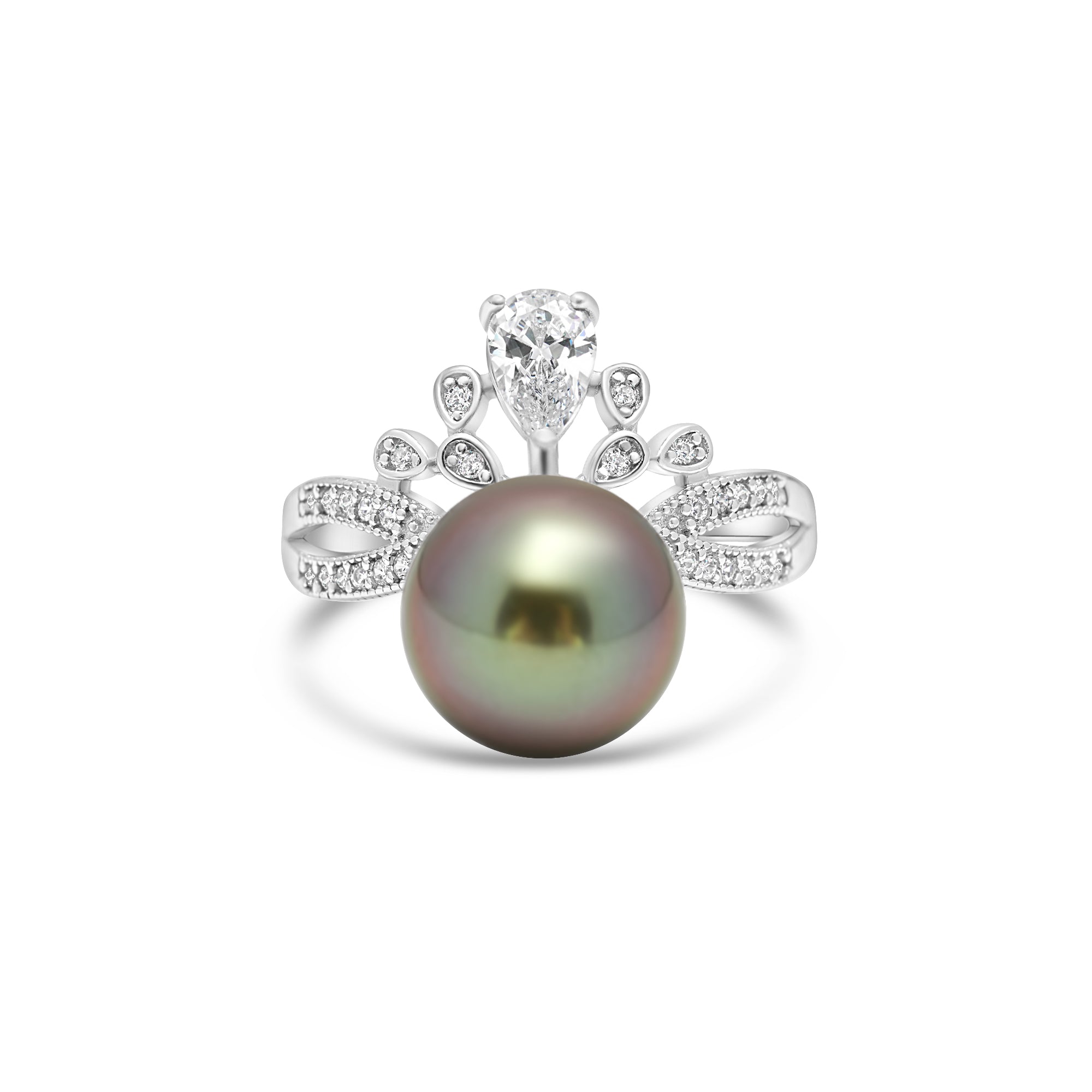 925 Sterling Silver Tahitian Pearl Ring SHM1087 OR10