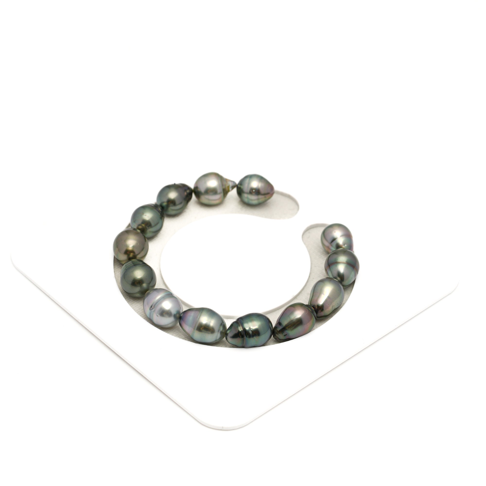 13pcs Green Mix 9-10mm - SB AAA/AA Quality Tahitian Pearl Bracelet BR2384 THMIX4