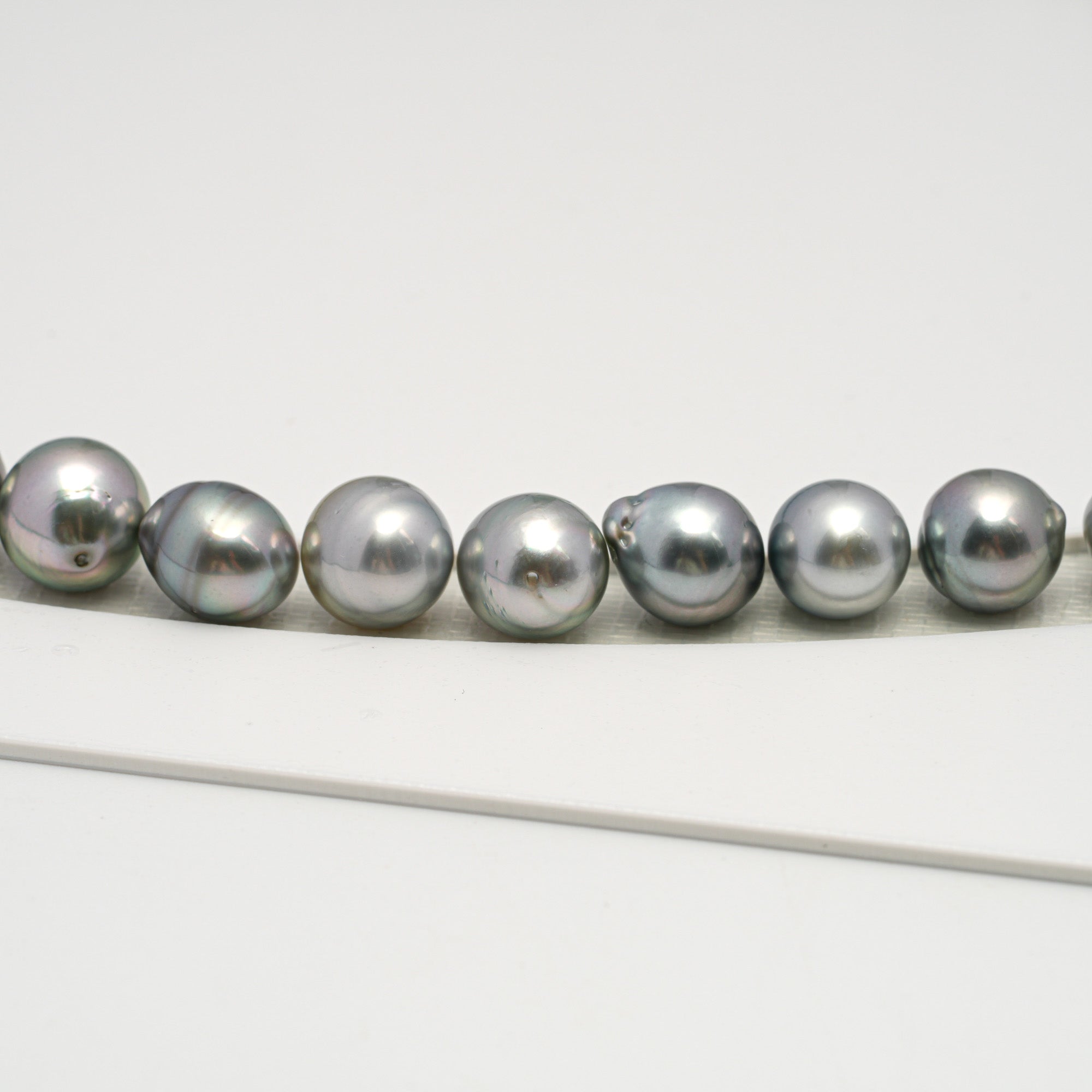 42pcs "High Luster" Silver Mix 8-10mm - CL/SB AAA/AA Quality Tahitian Pearl Necklace NL1597 HL3