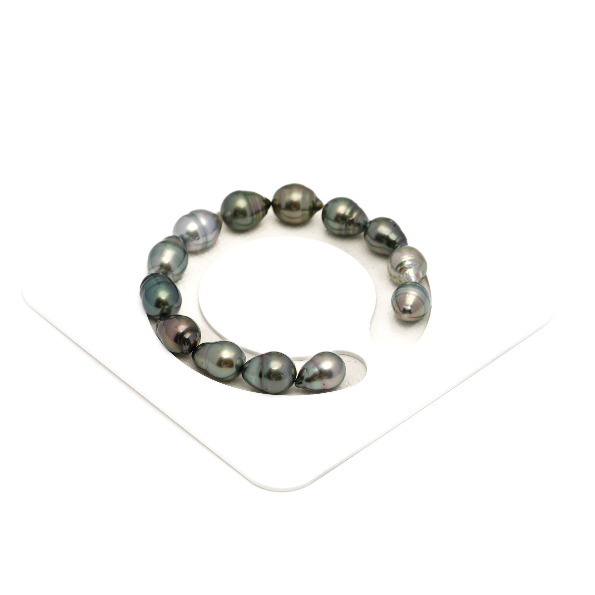 13pcs Green Mix 9-10mm - SB AAA/AA Quality Tahitian Pearl Bracelet BR2384 THMIX4